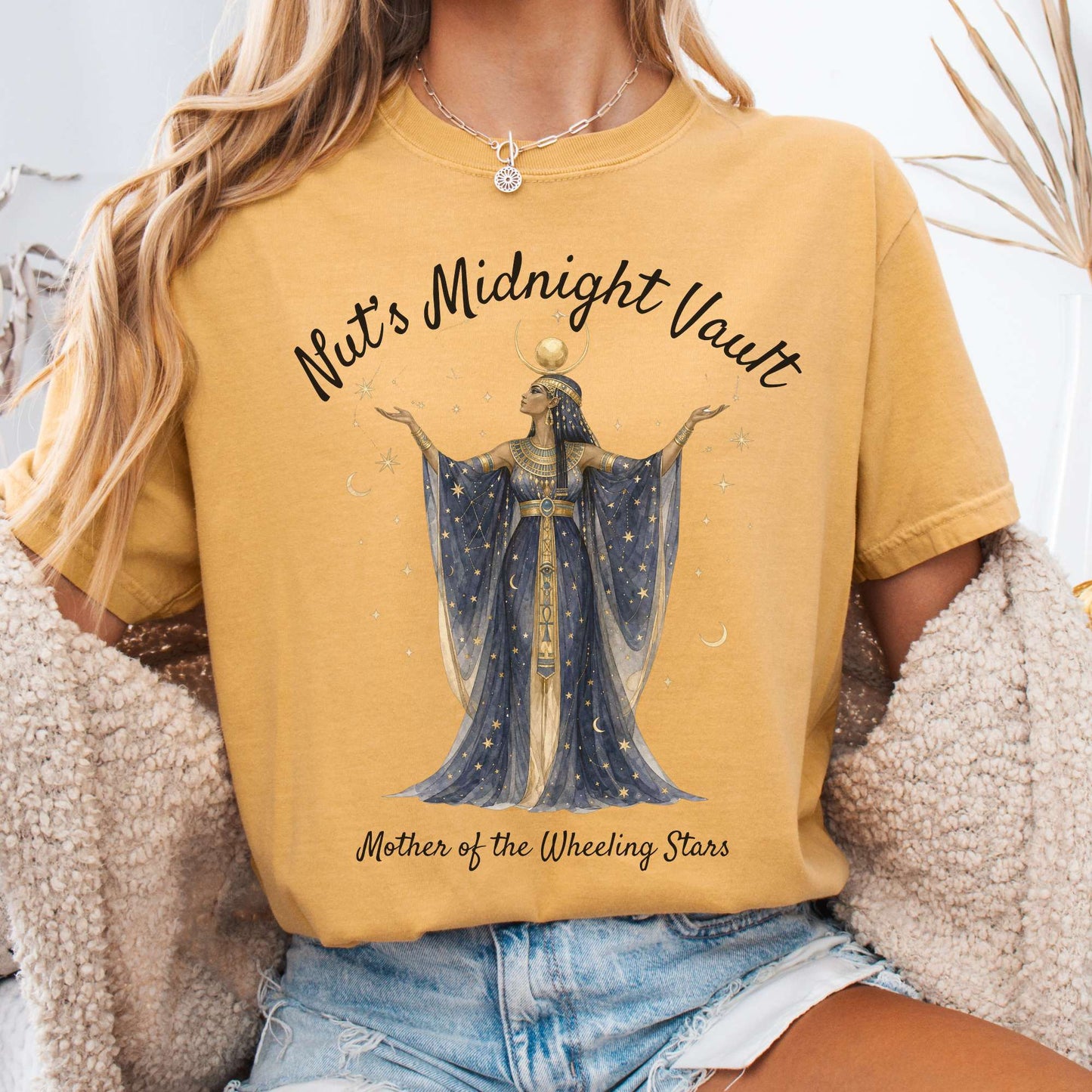T-Shirt Mustard / S Nut's Midnight Vault Egyptian Mythology T-Shirt The Mystic Eden