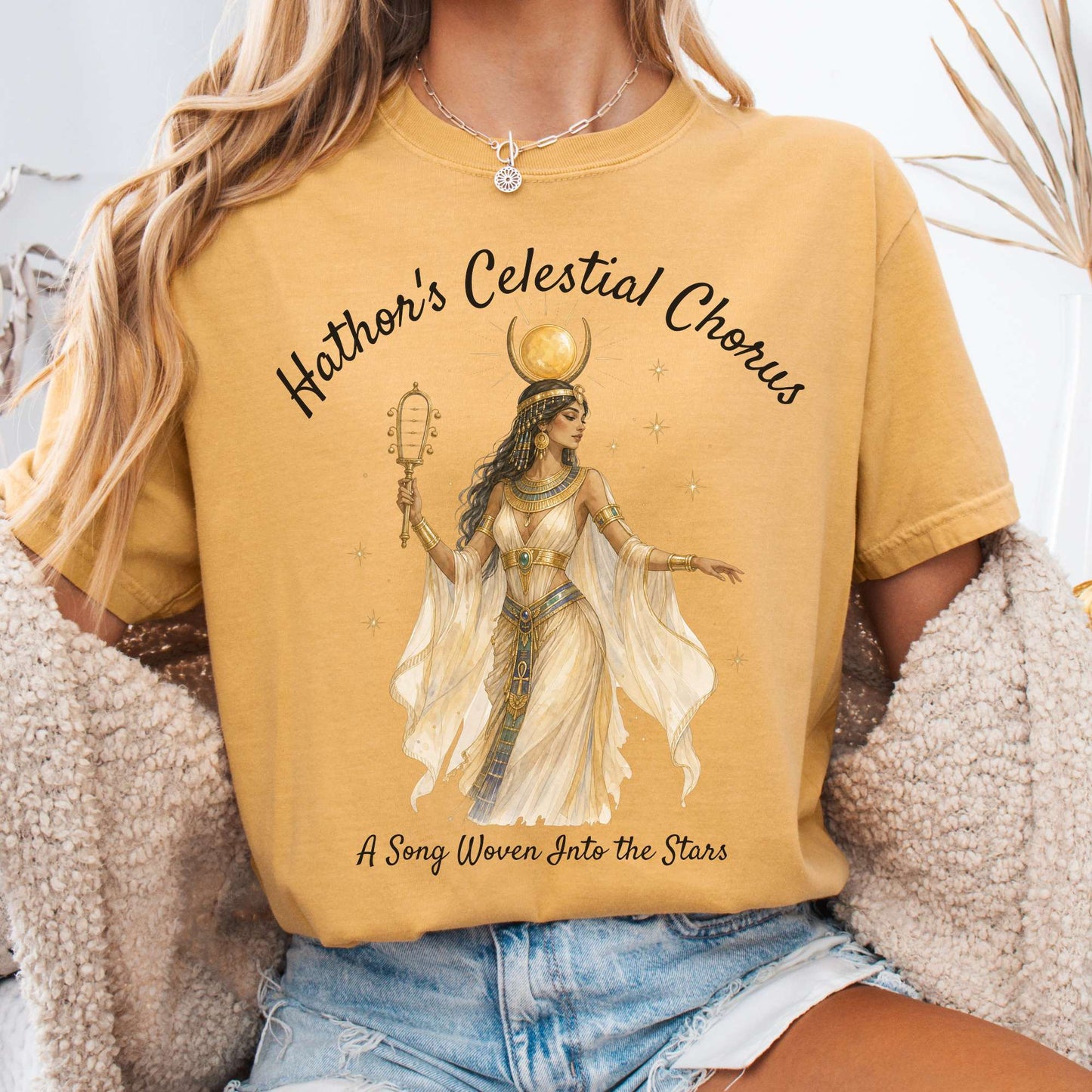 T-Shirt Mustard / S Hathor's Celestial Chorus Egyptian Mythology T-Shirt The Mystic Eden