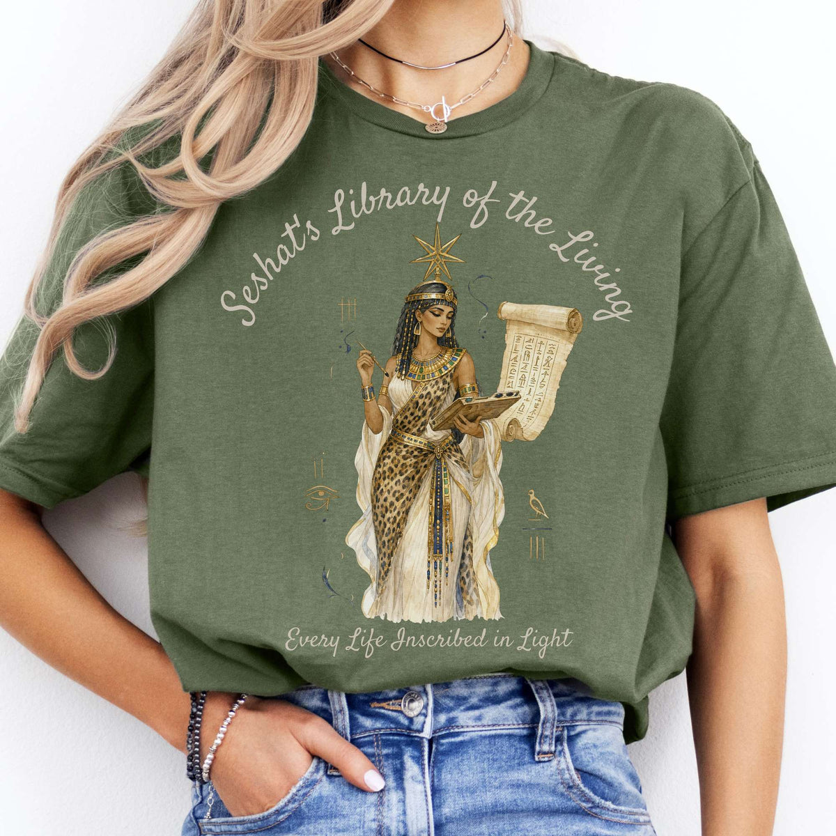 Seshat's Library of the Living Egyptian Mythology T-Shirt