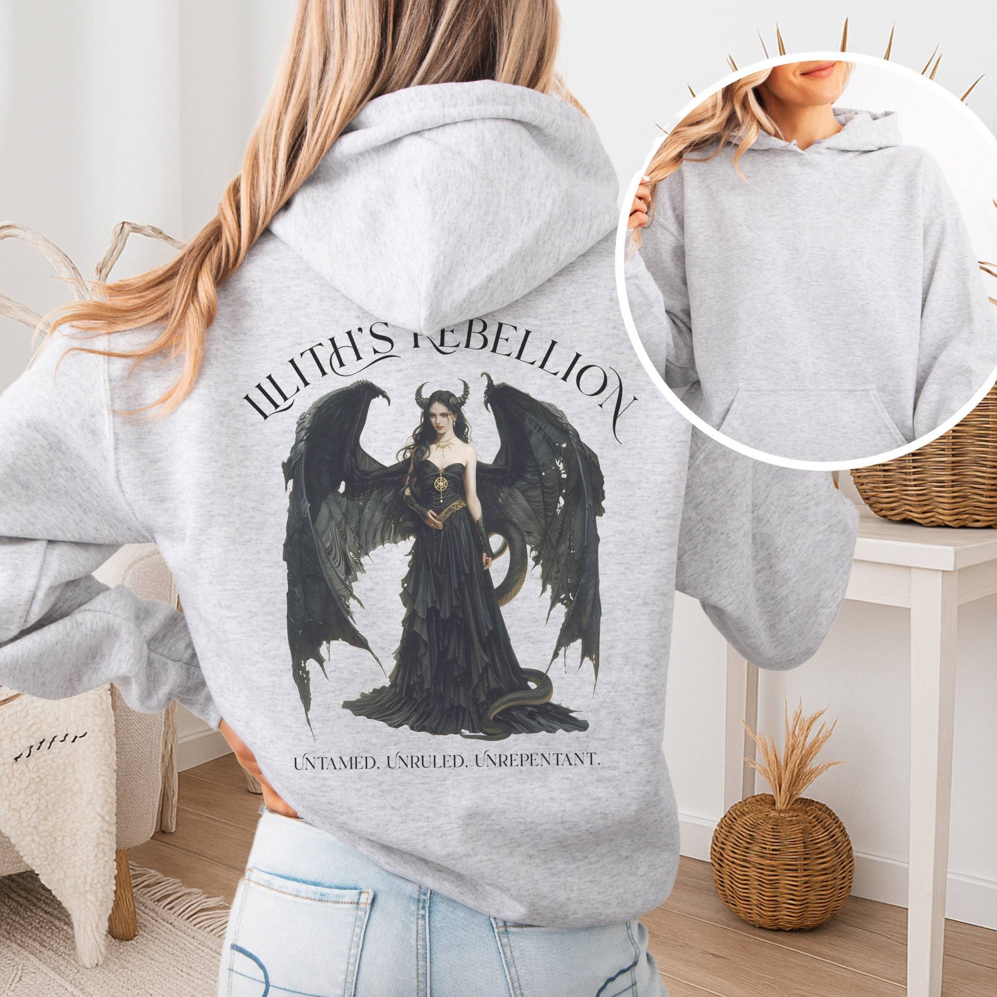 Hoodie Ash / S Lilith's Rebellion Hoodie β Dark Divine Feminine Tee The Mystic Eden