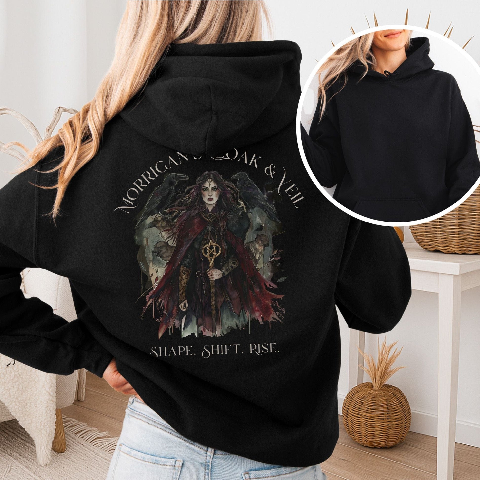 Hoodie Black / S Morrigan's Cloak & Veil Hoodie β Celtic Goddess Tee The Mystic Eden