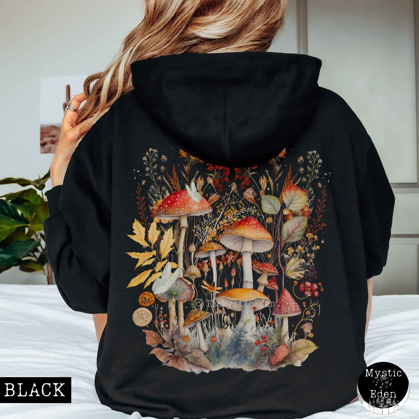 Hoodie Black / S Mushroom Cottagecore Hoodie The Mystic Eden