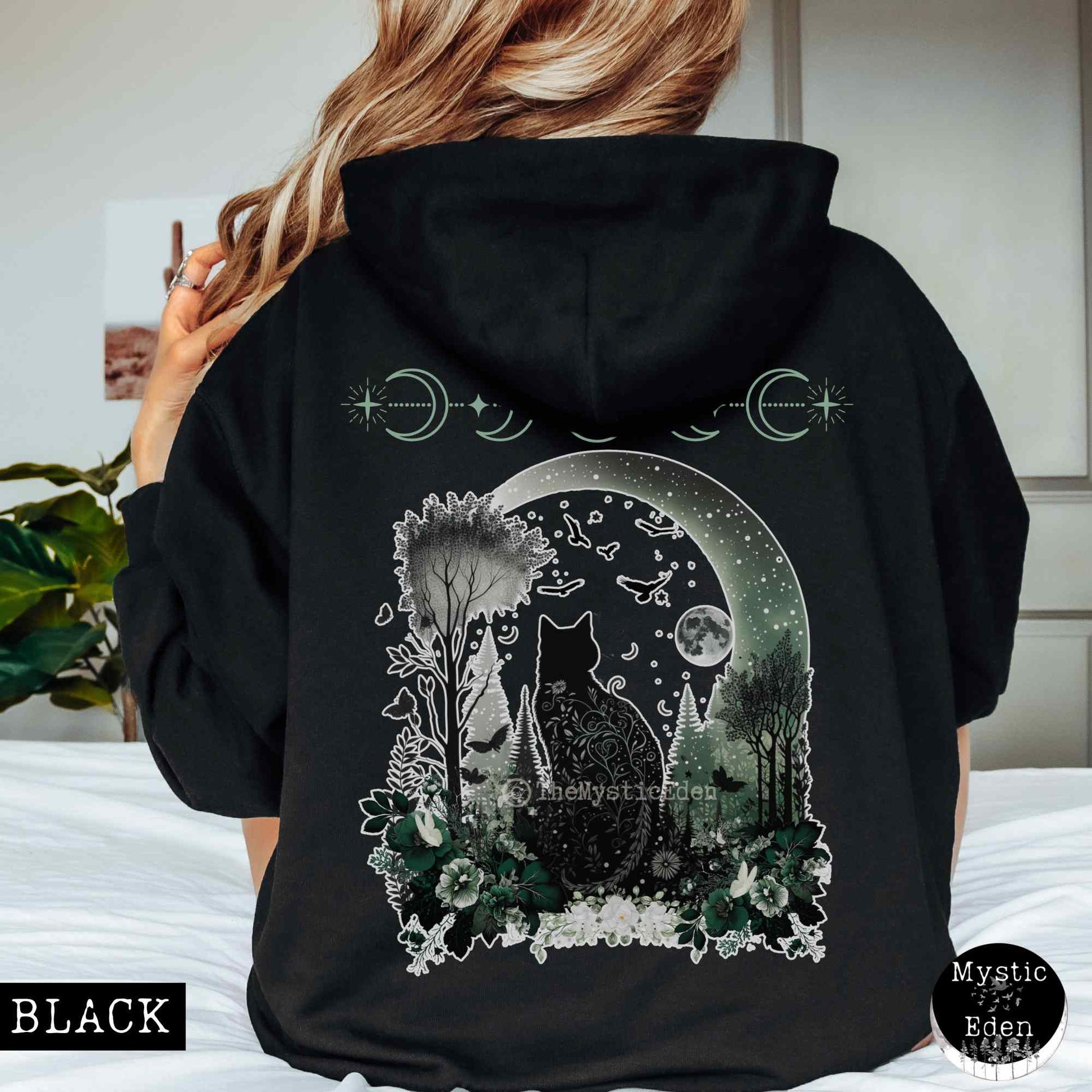 Hoodie Black / S Mystical Black Cat Hoodie The Mystic Eden