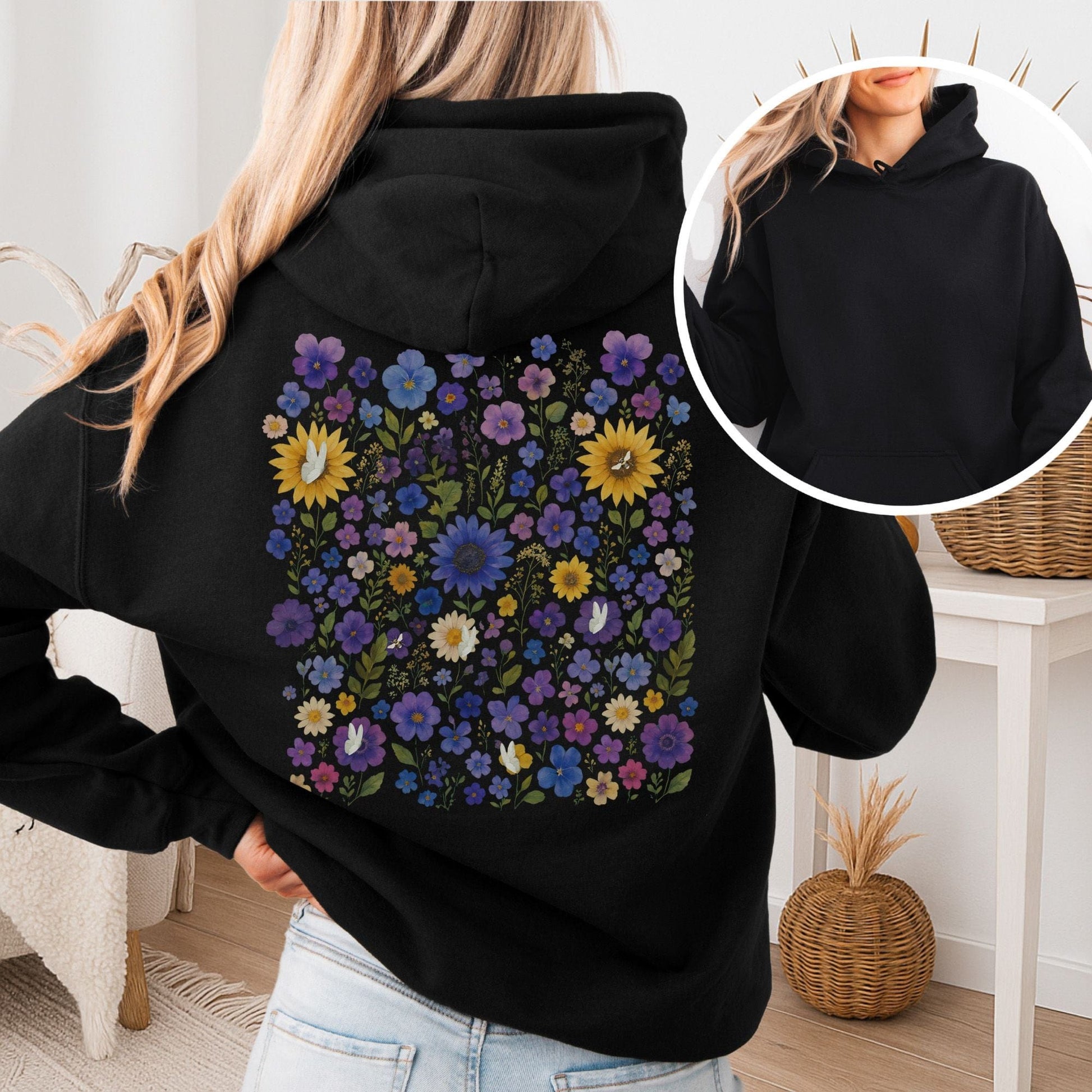 Hoodie Black / S Sunflower Garden Hoodie β Vibrant Bloom Tee The Mystic Eden
