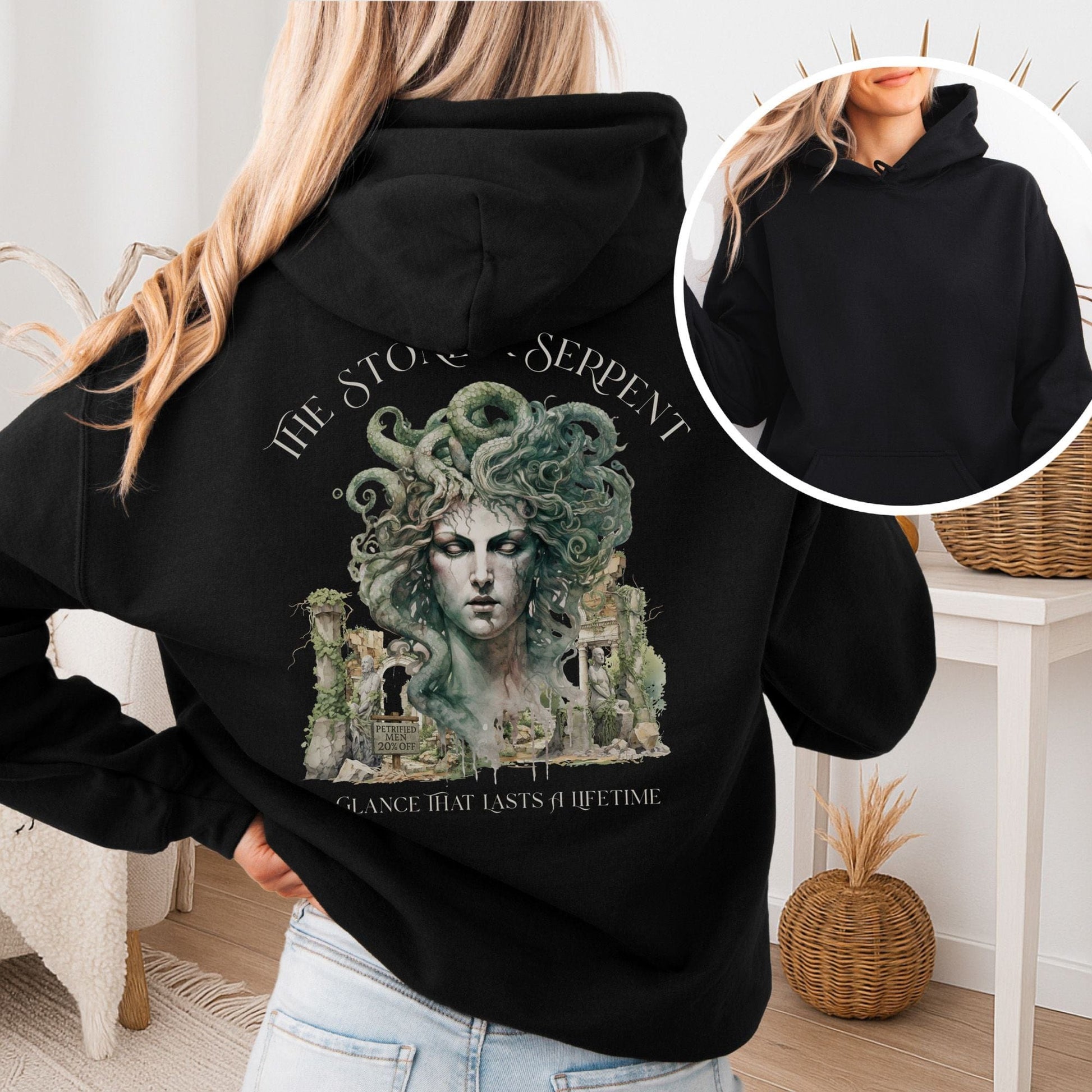 Hoodie Black / S The Stone & Serpent Hoodie β Medusa Mythology Tee The Mystic Eden
