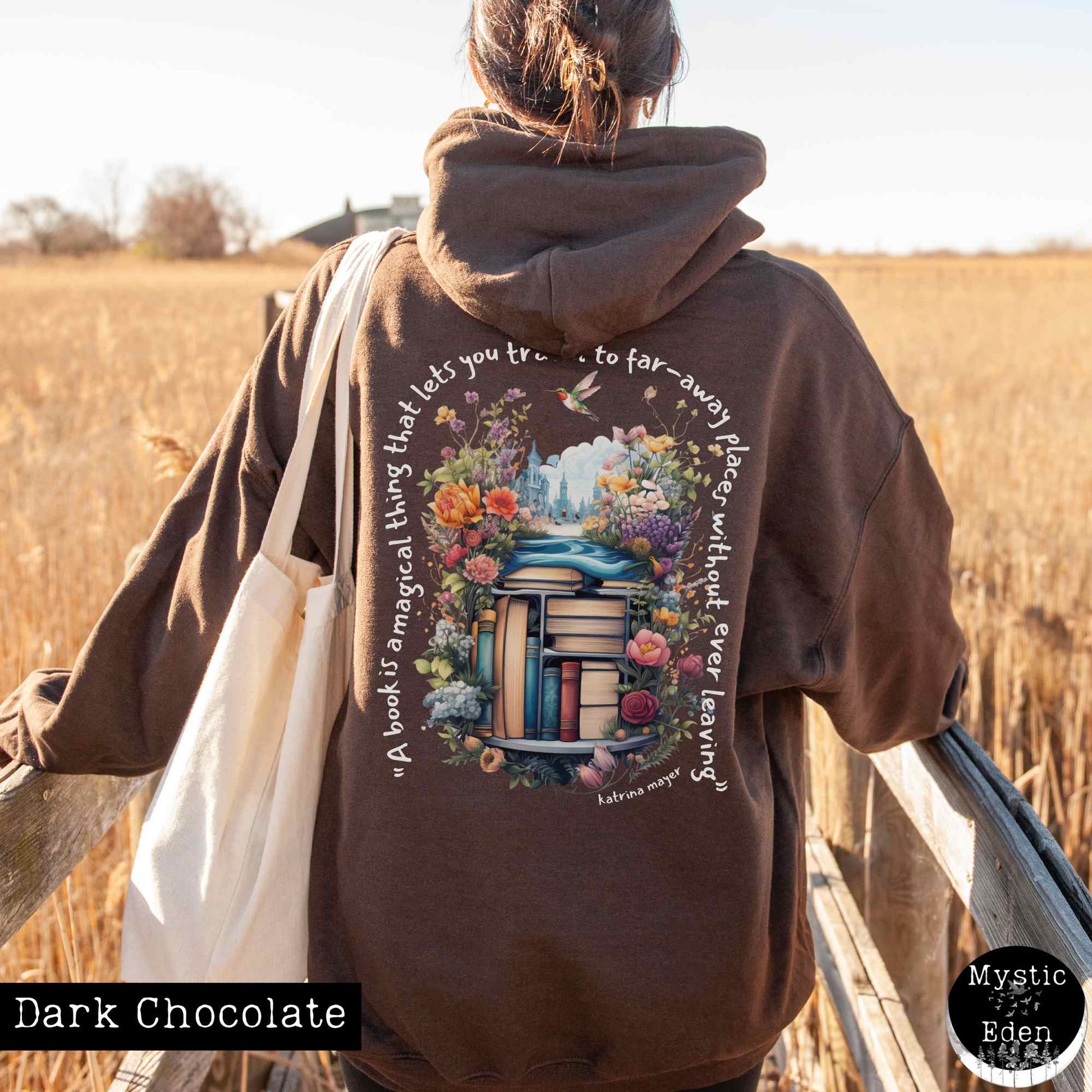 Hoodie Dark Chocolate / S Magic Book Hoodie Sweatshirt The Mystic Eden
