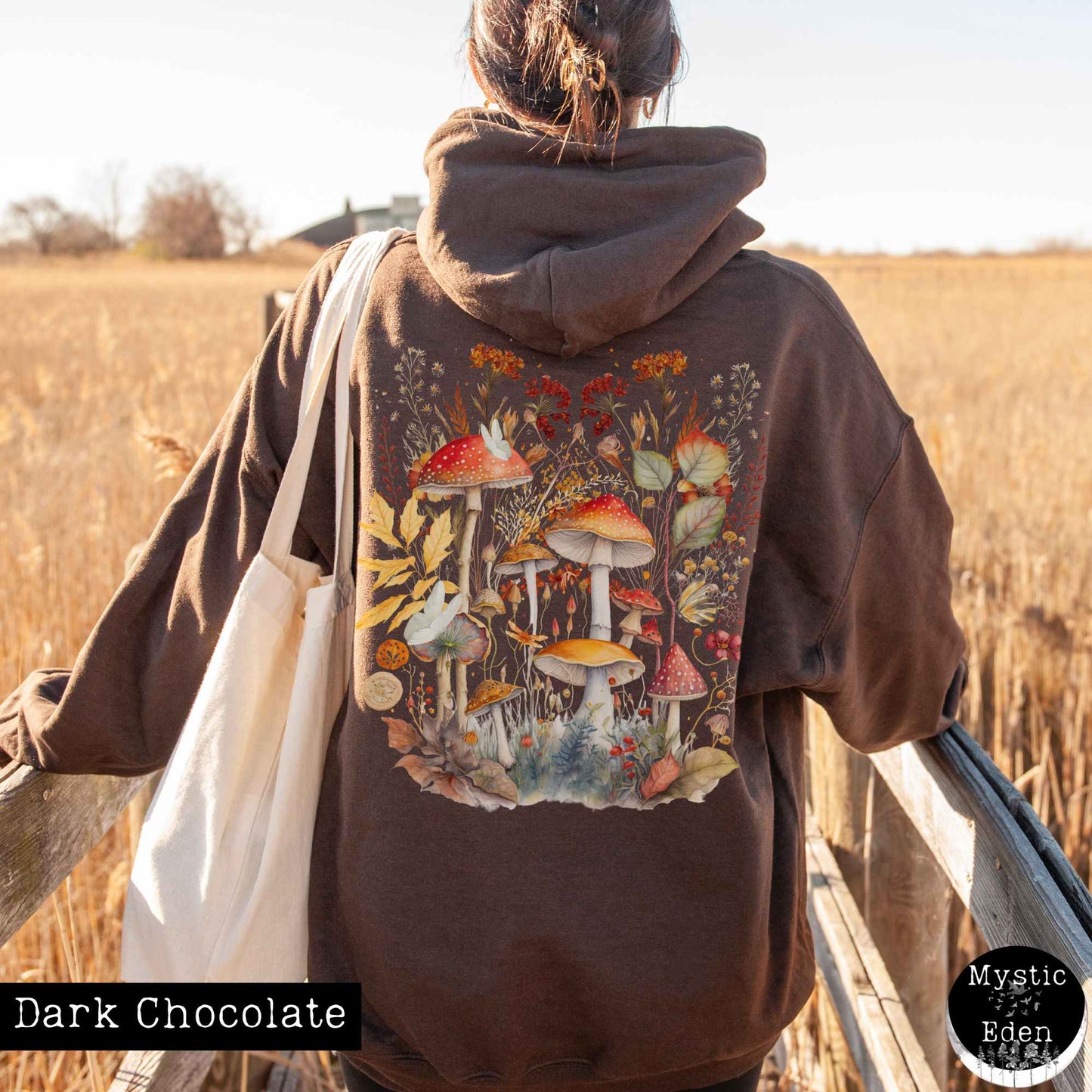 Hoodie Dark Chocolate / S Mushroom Cottagecore Hoodie The Mystic Eden