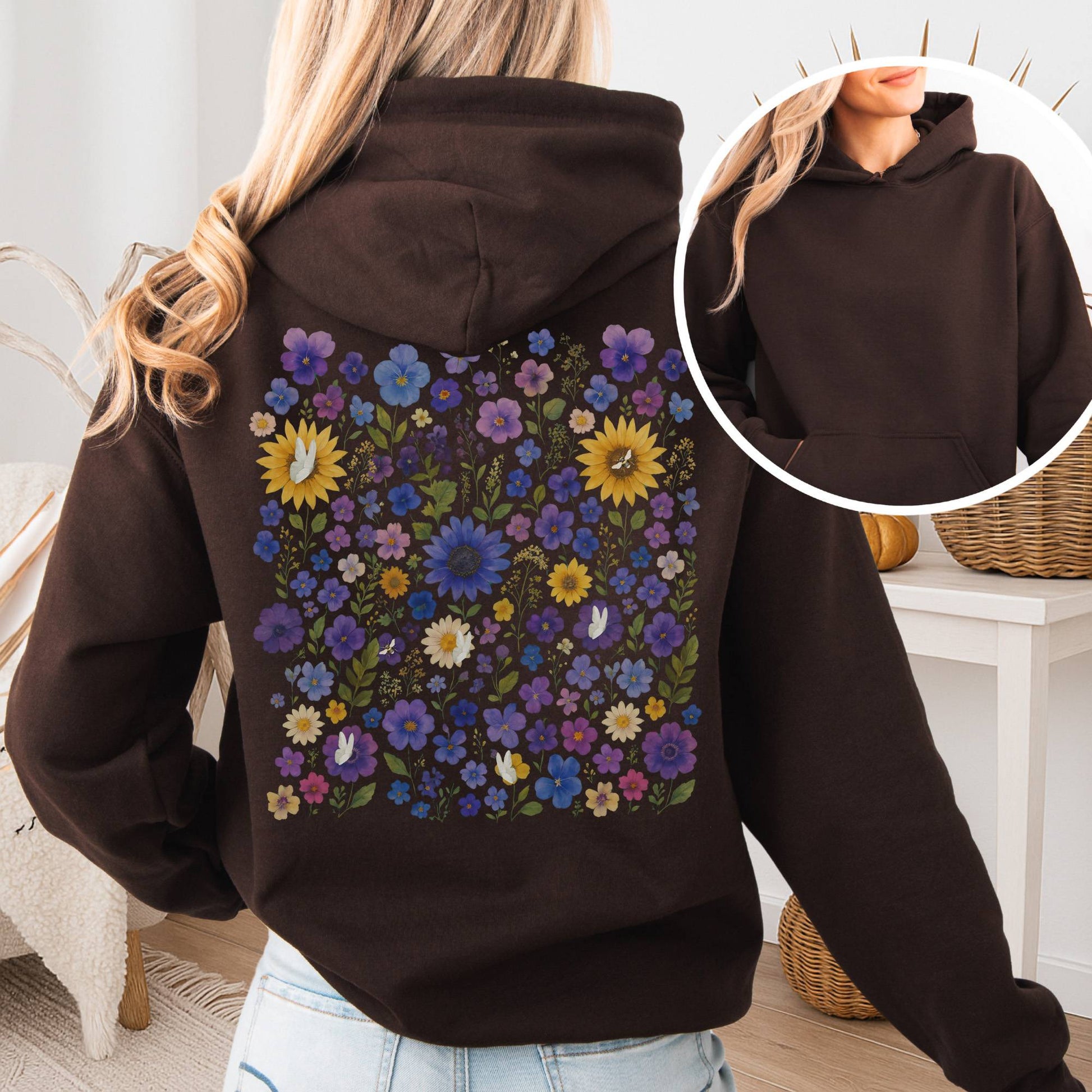 Hoodie Dark Chocolate / S Sunflower Garden Hoodie β Vibrant Bloom Tee The Mystic Eden