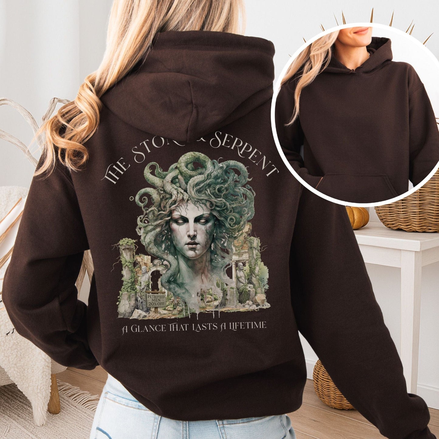 Hoodie Dark Chocolate / S The Stone & Serpent Hoodie β Medusa Mythology Tee The Mystic Eden