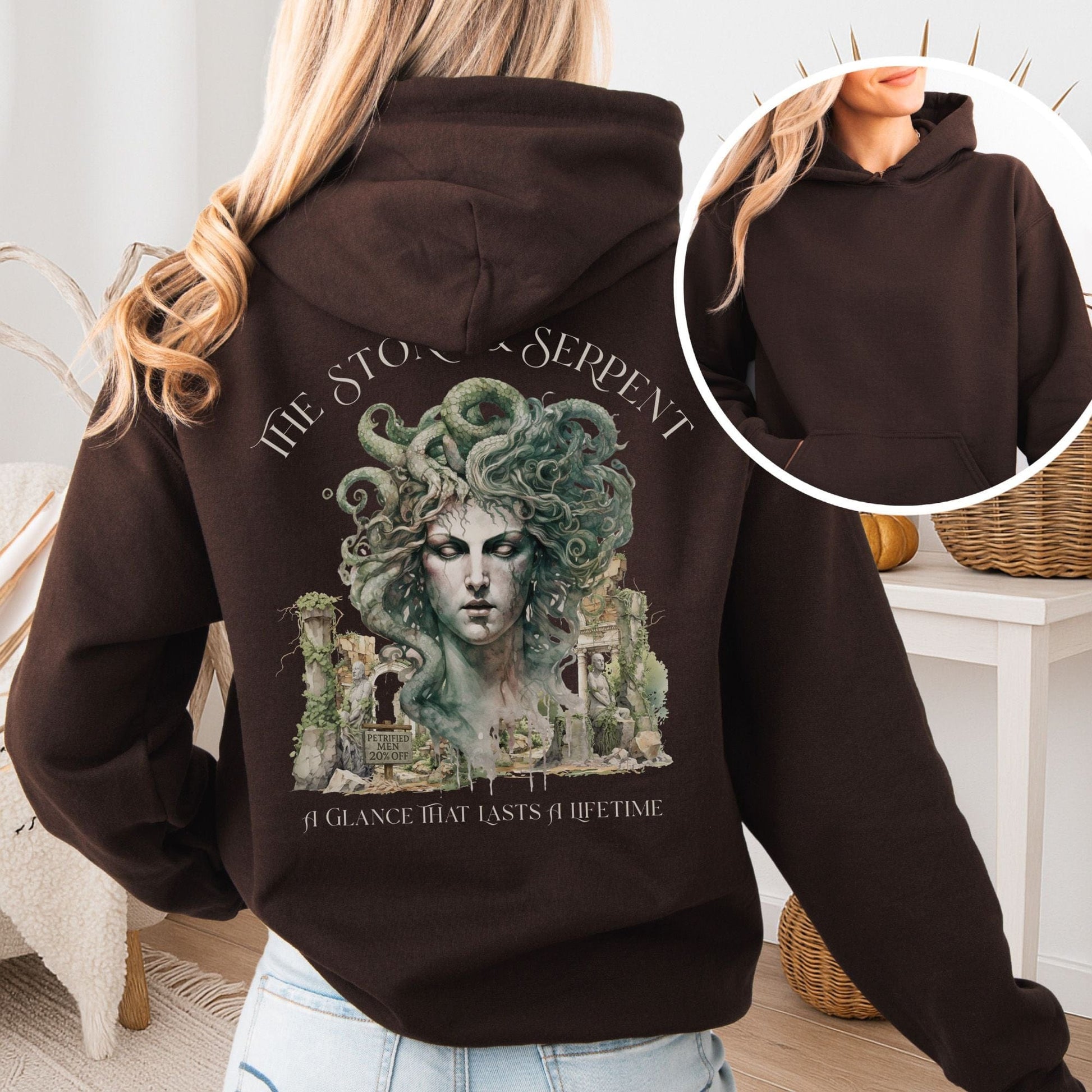 Hoodie Dark Chocolate / S The Stone & Serpent Hoodie β Medusa Mythology Tee The Mystic Eden