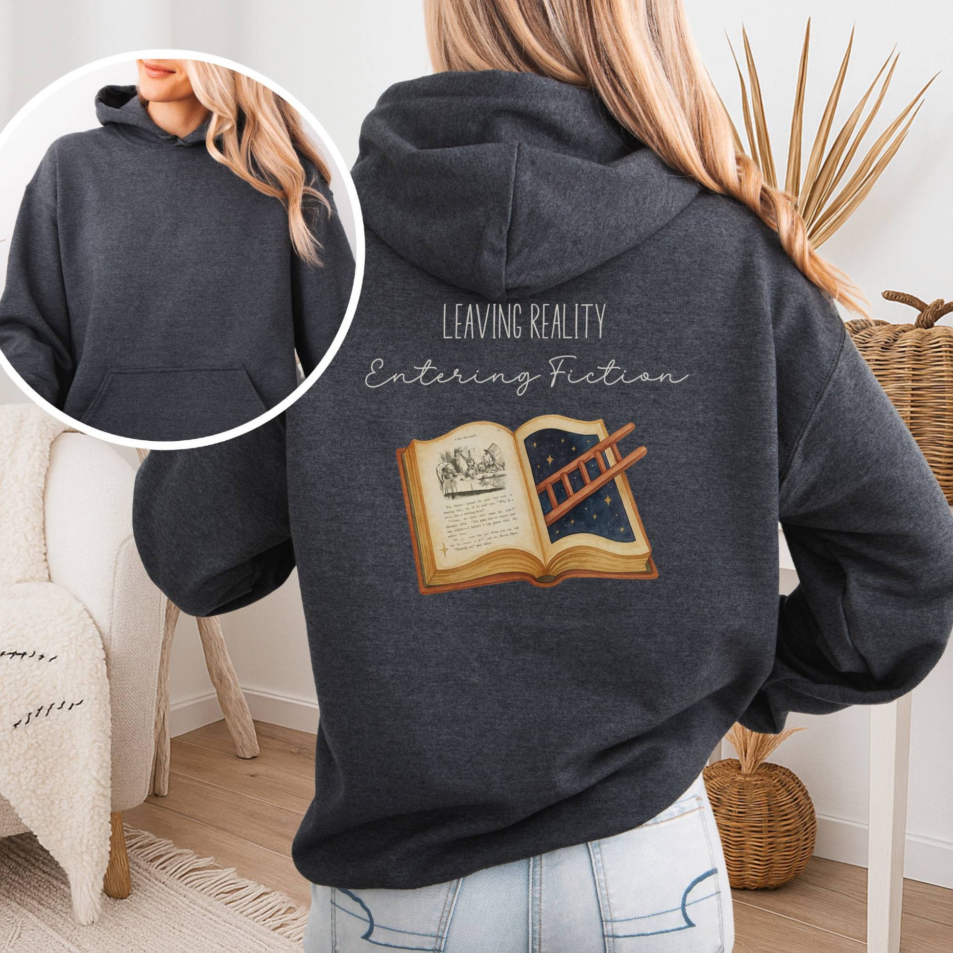 Hoodie Dark Heather / S Entering Fiction Hoodie β Literary Escape Tee The Mystic Eden