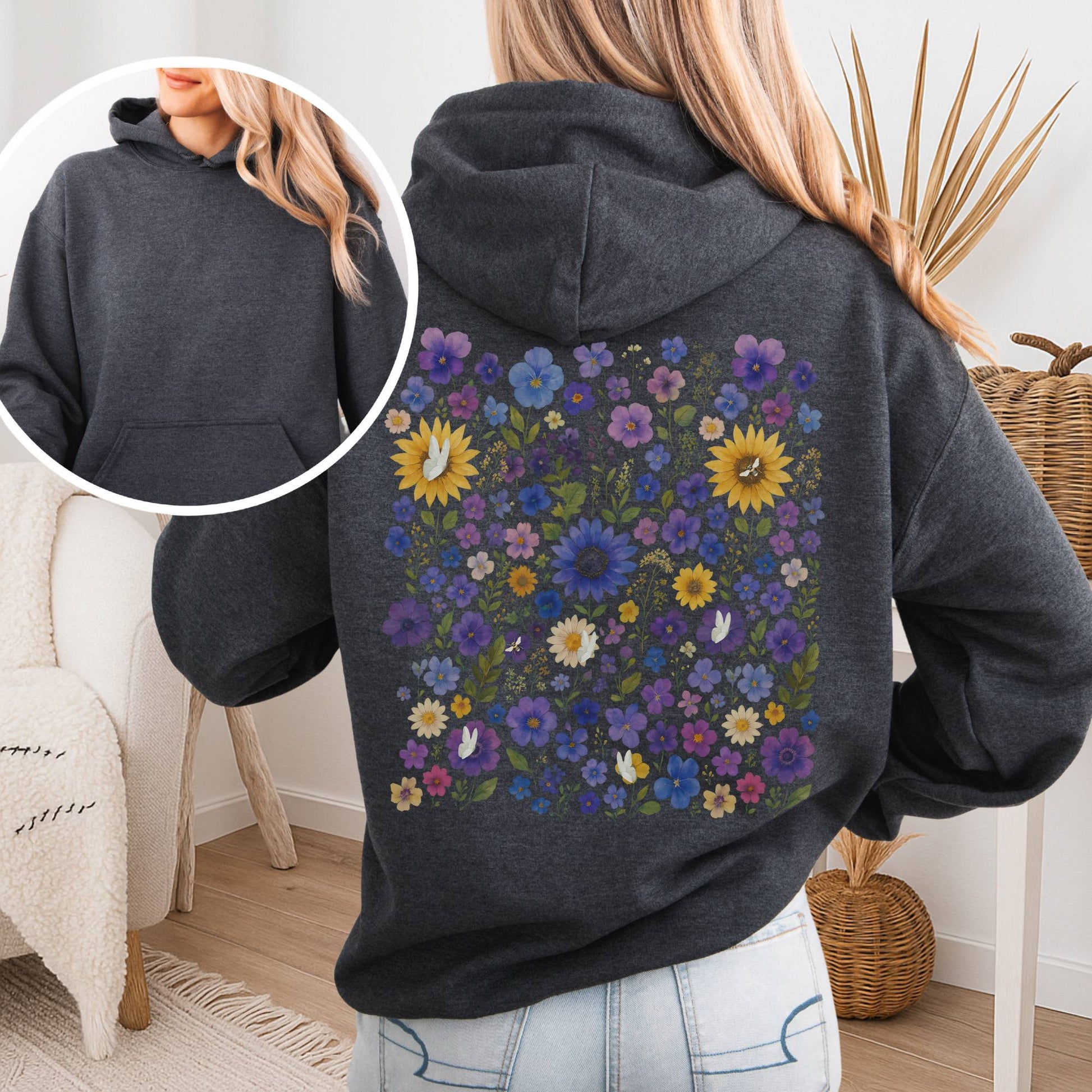 Hoodie Dark Heather / S Sunflower Garden Hoodie β Vibrant Bloom Tee The Mystic Eden