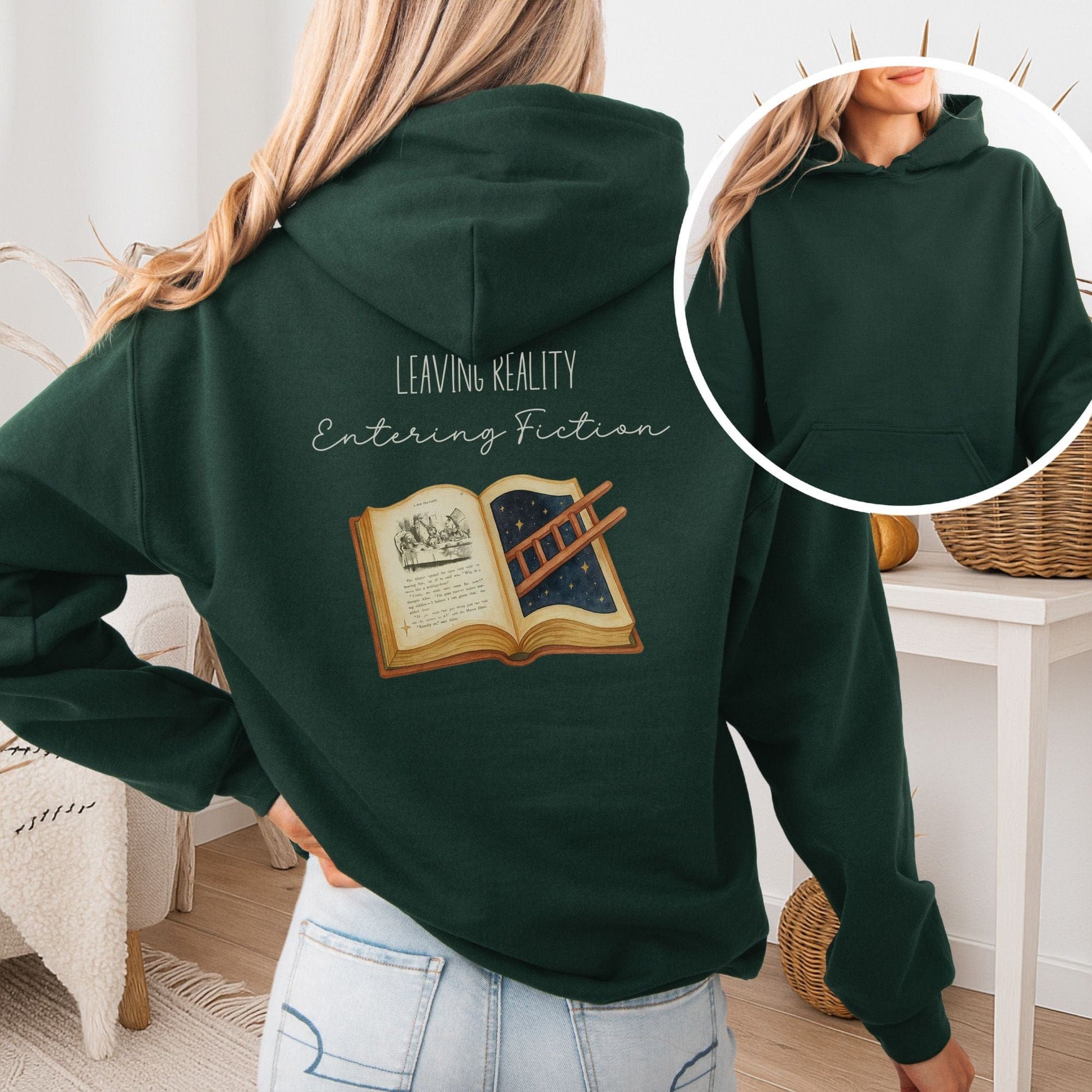 Hoodie Forest Green / S Entering Fiction Hoodie β Literary Escape Tee The Mystic Eden