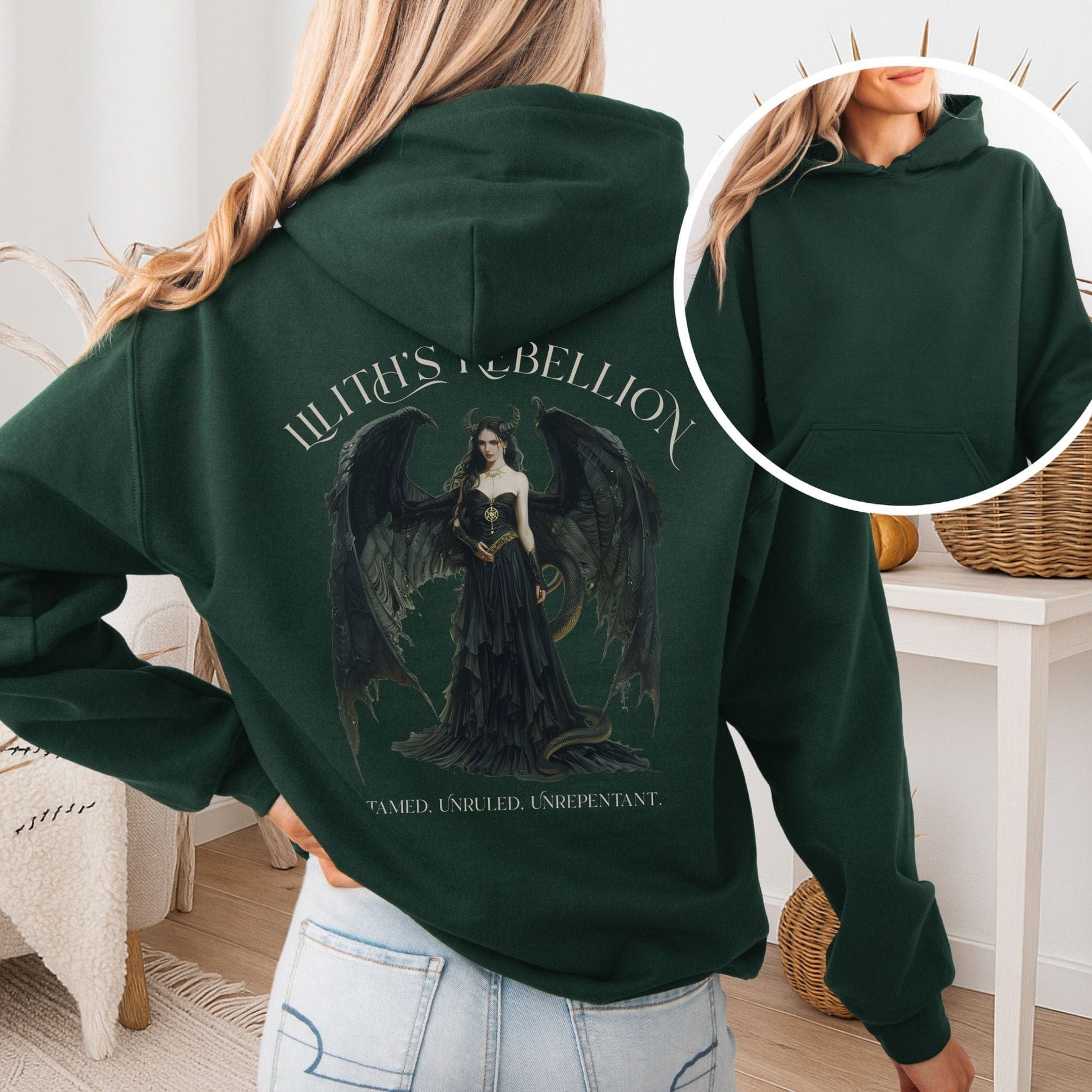 Hoodie Forest Green / S Lilith's Rebellion Hoodie β Dark Divine Feminine Tee The Mystic Eden