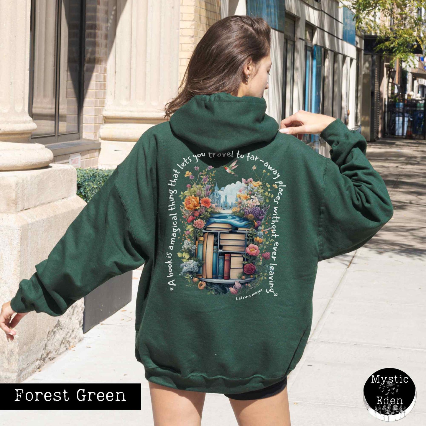 Hoodie Forest Green / S Magic Book Hoodie Sweatshirt The Mystic Eden