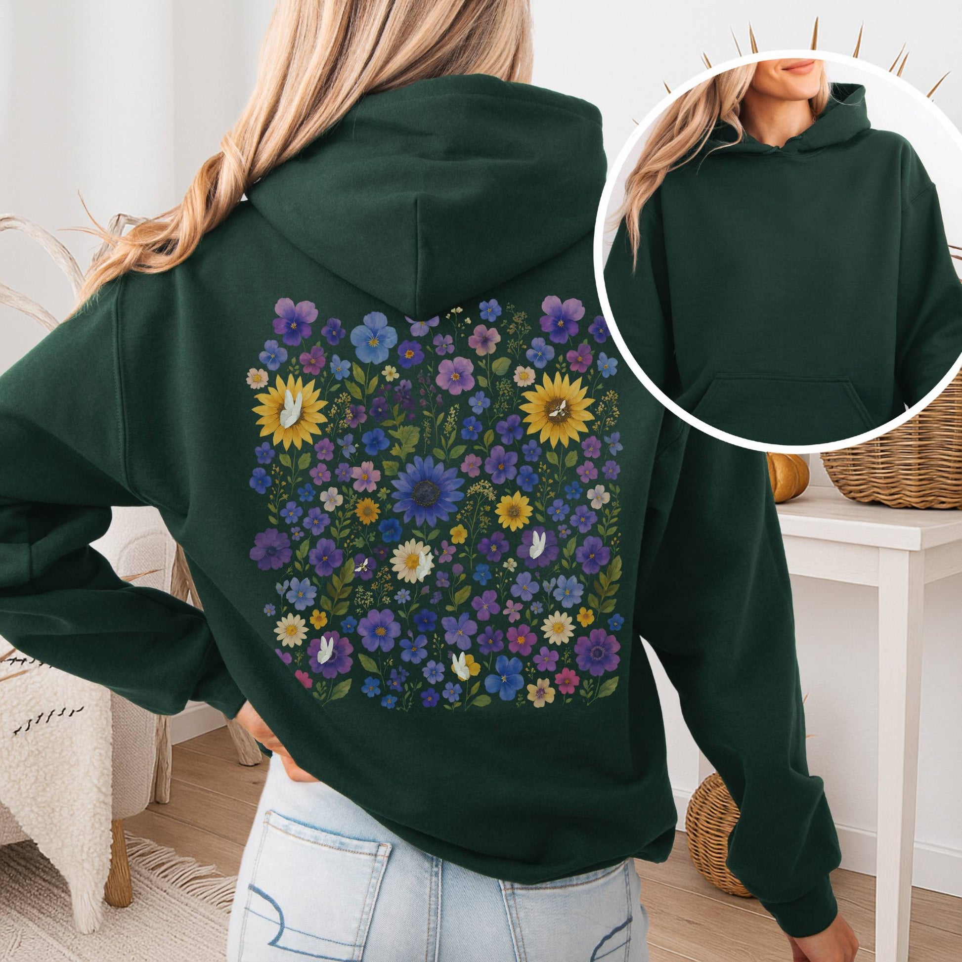 Hoodie Forest Green / S Sunflower Garden Hoodie β Vibrant Bloom Tee The Mystic Eden