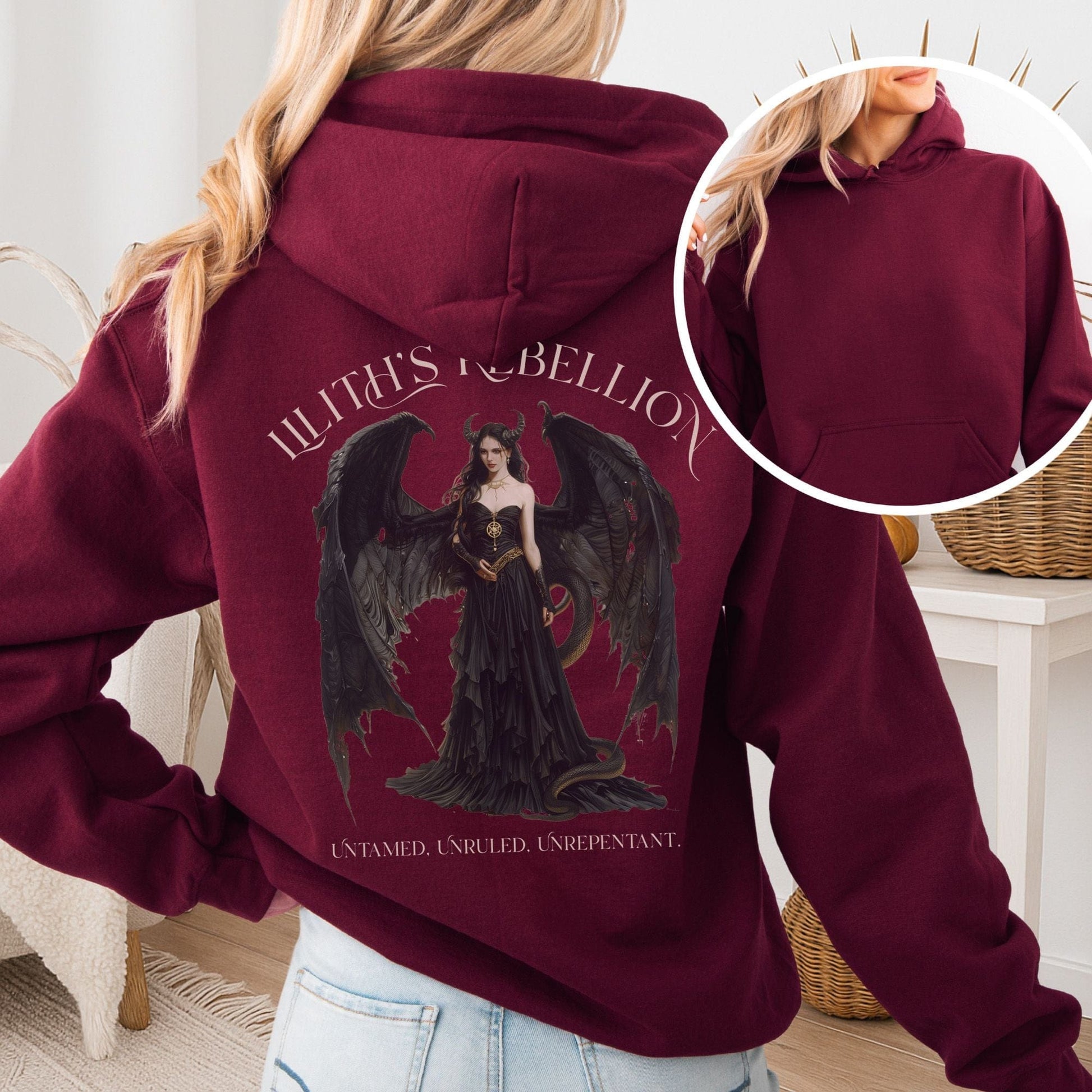Hoodie Maroon / S Lilith's Rebellion Hoodie β Dark Divine Feminine Tee The Mystic Eden