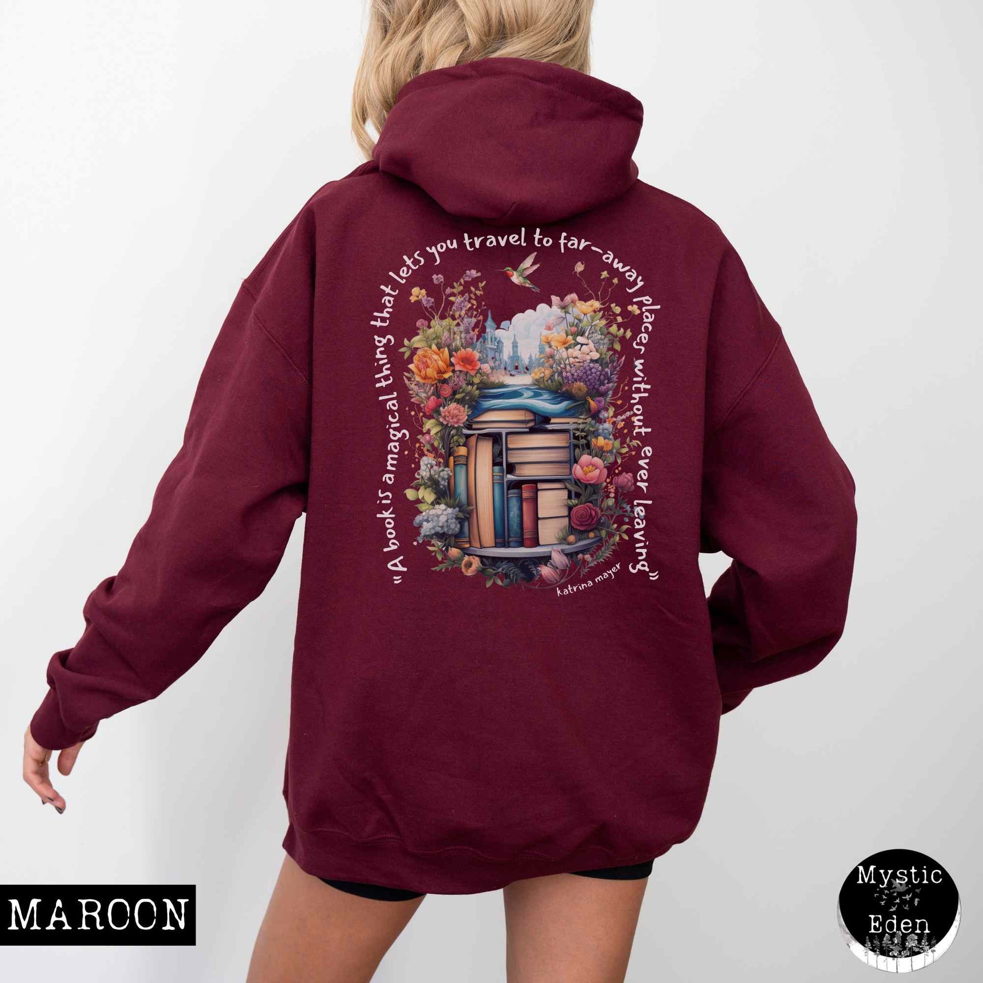 Hoodie Maroon / S Magic Book Hoodie Sweatshirt The Mystic Eden