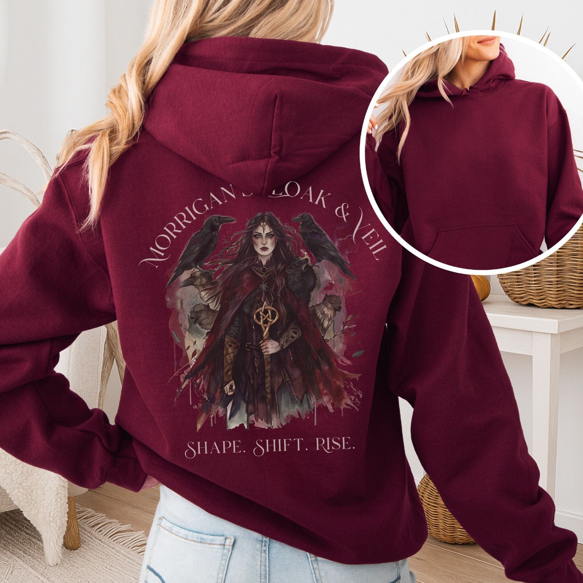 Hoodie Maroon / S Morrigan's Cloak & Veil Hoodie β Celtic Goddess Tee The Mystic Eden