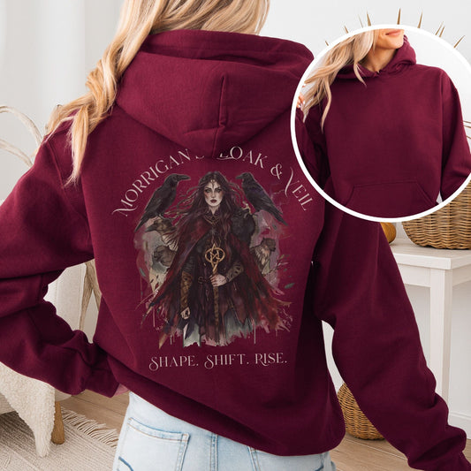 Hoodie Maroon / S Morrigan's Cloak & Veil Hoodie – Celtic Goddess Tee The Mystic Eden