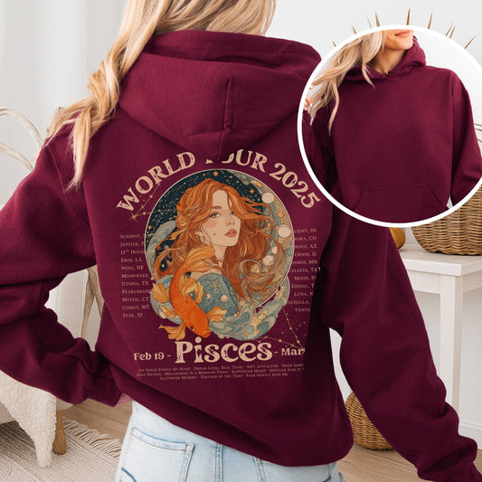 Hoodie Maroon / S Pisces Concert Hoodie - Zodiac World Tour 2025 Hoodie The Mystic Eden