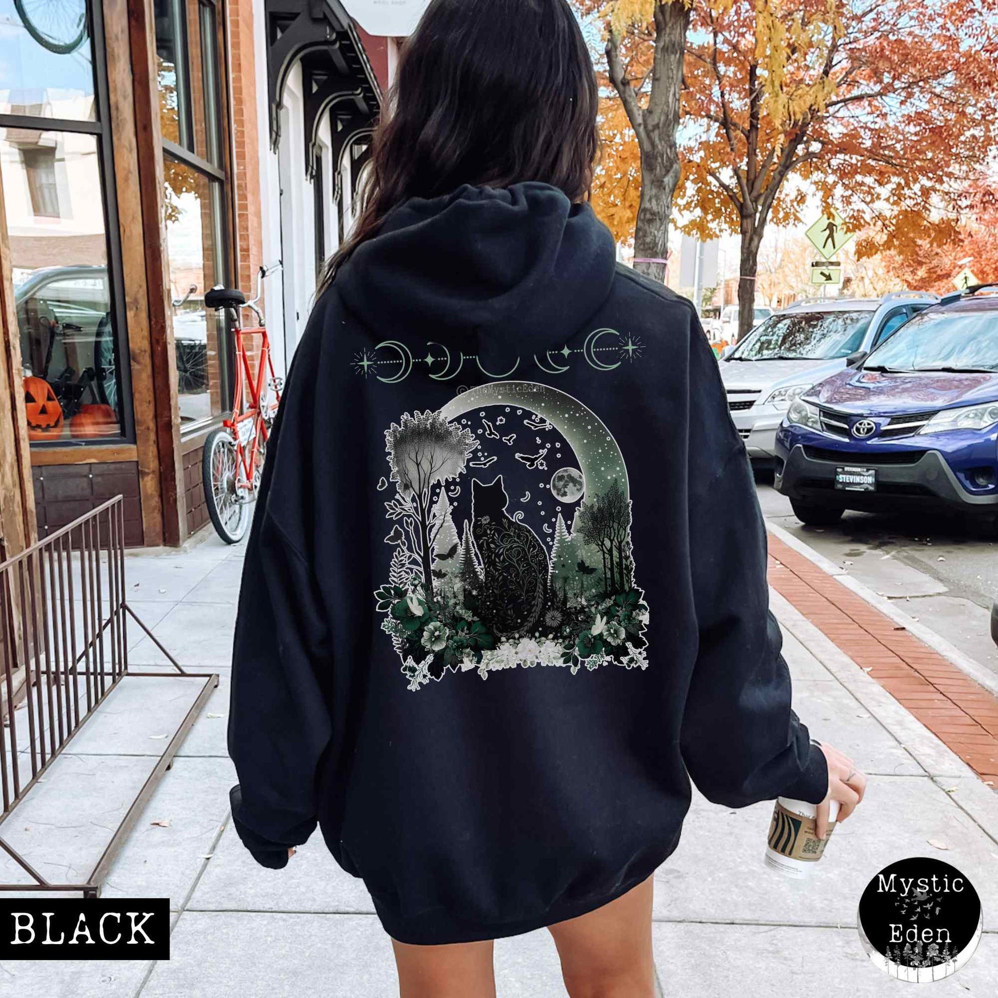 Hoodie Mystical Black Cat Hoodie The Mystic Eden