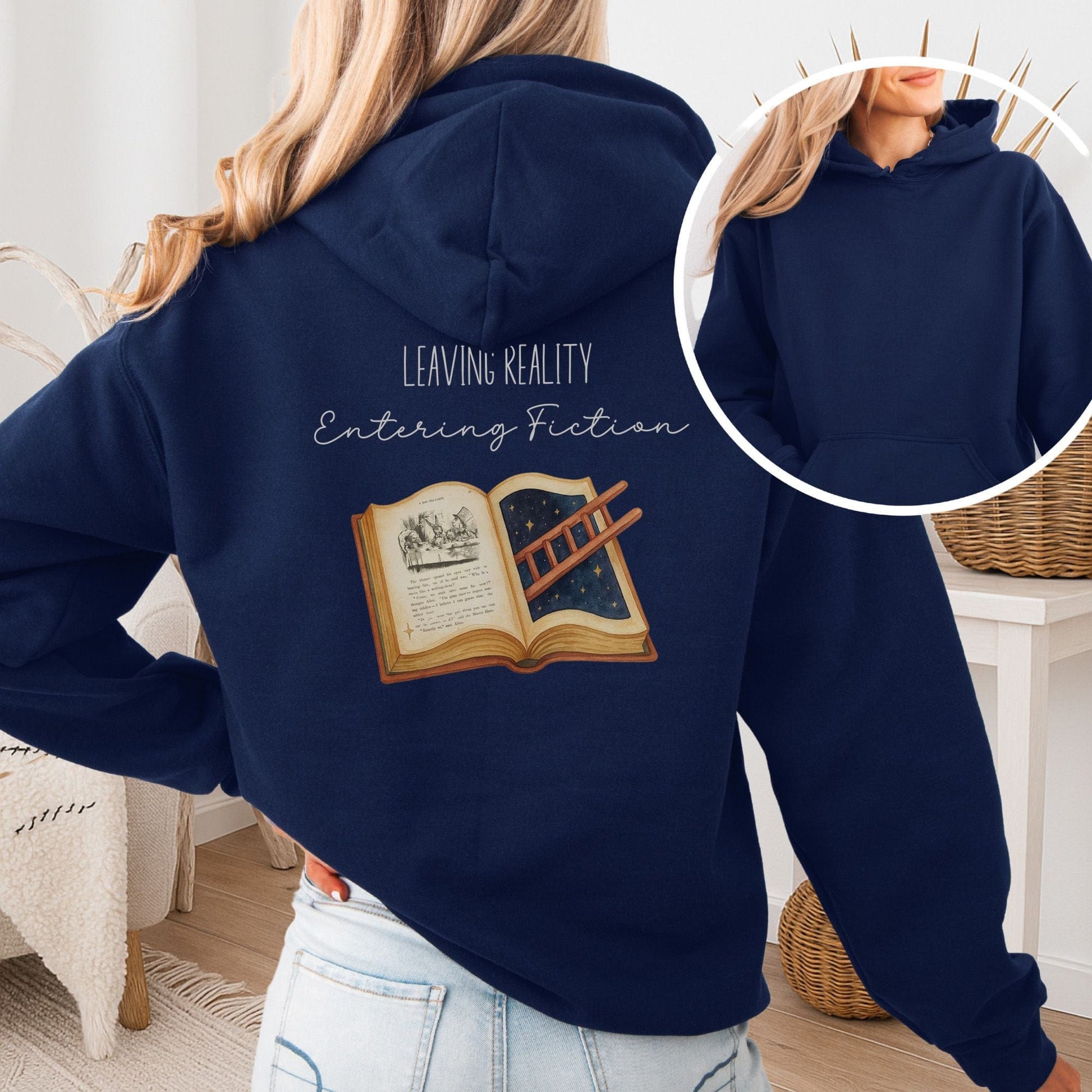 Hoodie Navy / S Entering Fiction Hoodie β Literary Escape Tee The Mystic Eden