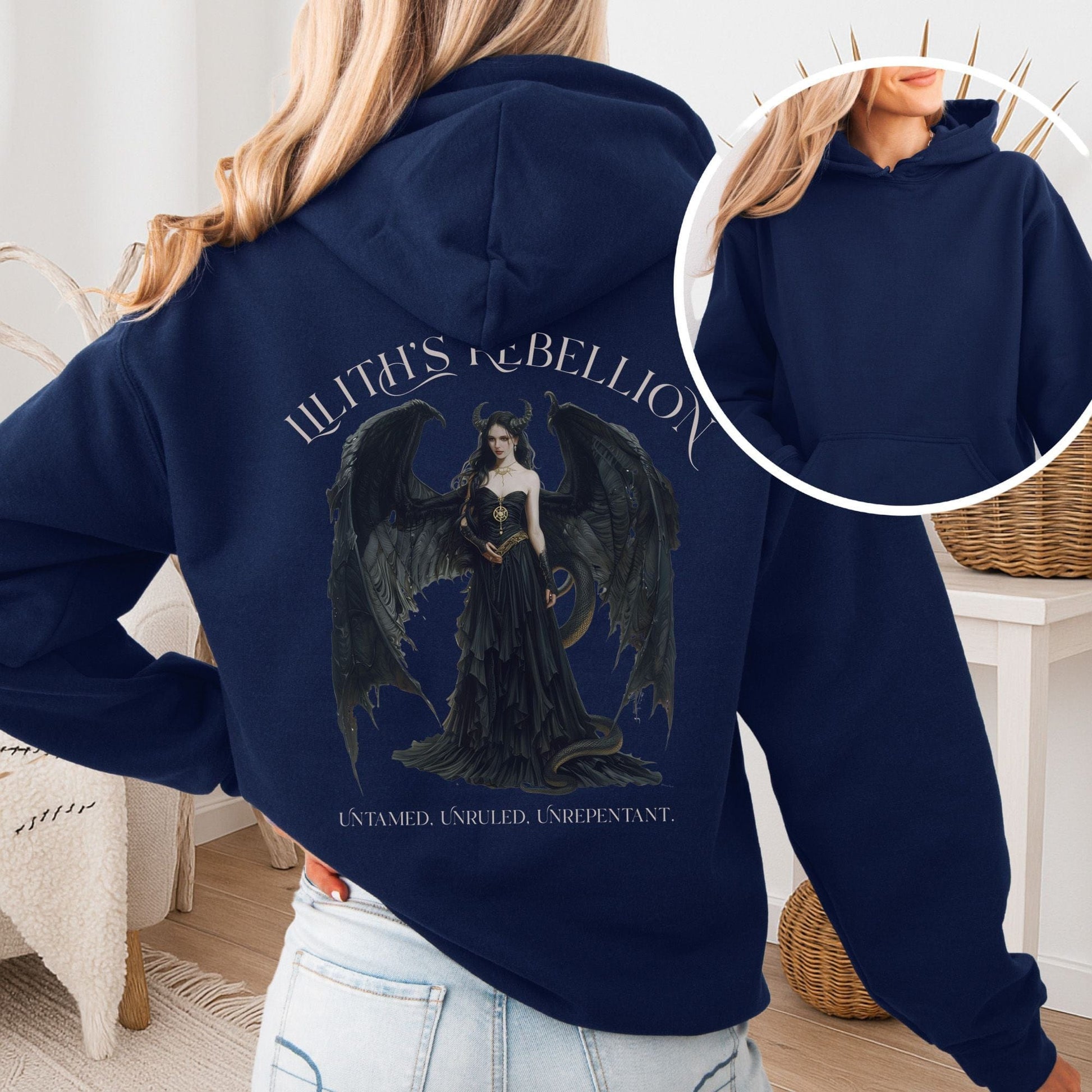 Hoodie Navy / S Lilith's Rebellion Hoodie β Dark Divine Feminine Tee The Mystic Eden
