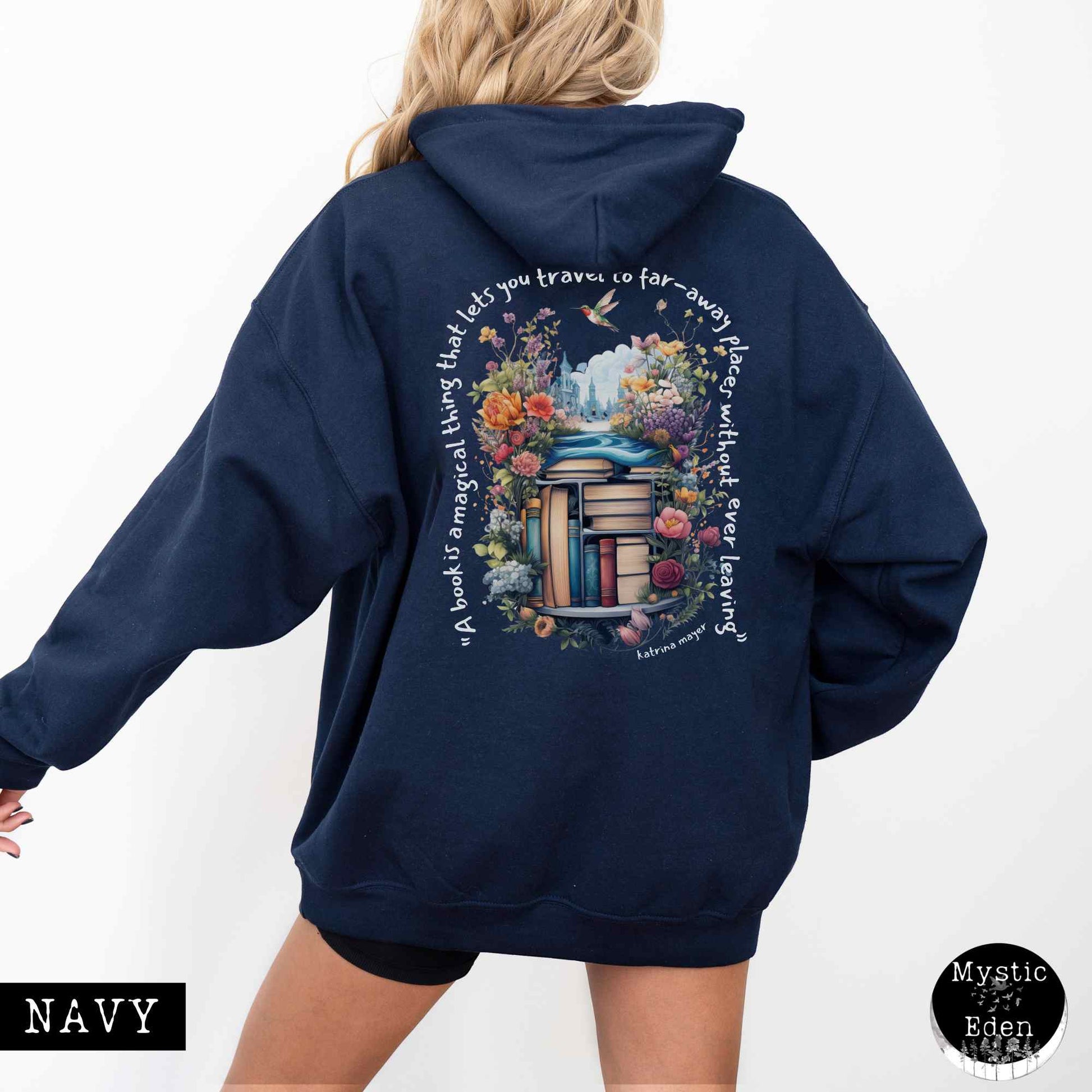 Hoodie Navy / S Magic Book Hoodie Sweatshirt The Mystic Eden