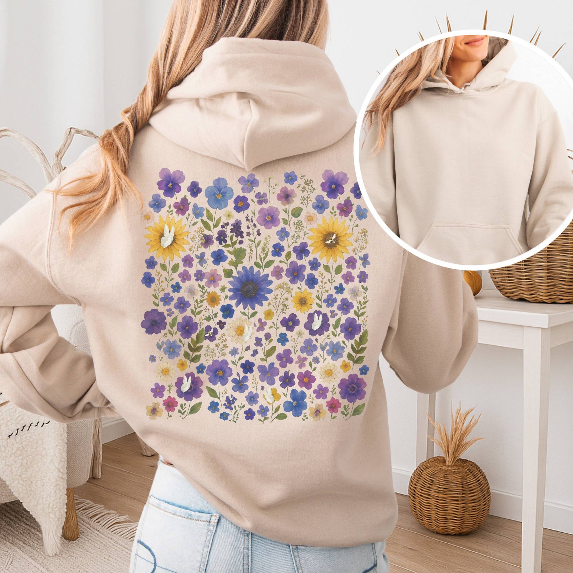 Hoodie Sand / S Sunflower Garden Hoodie β Vibrant Bloom Tee The Mystic Eden