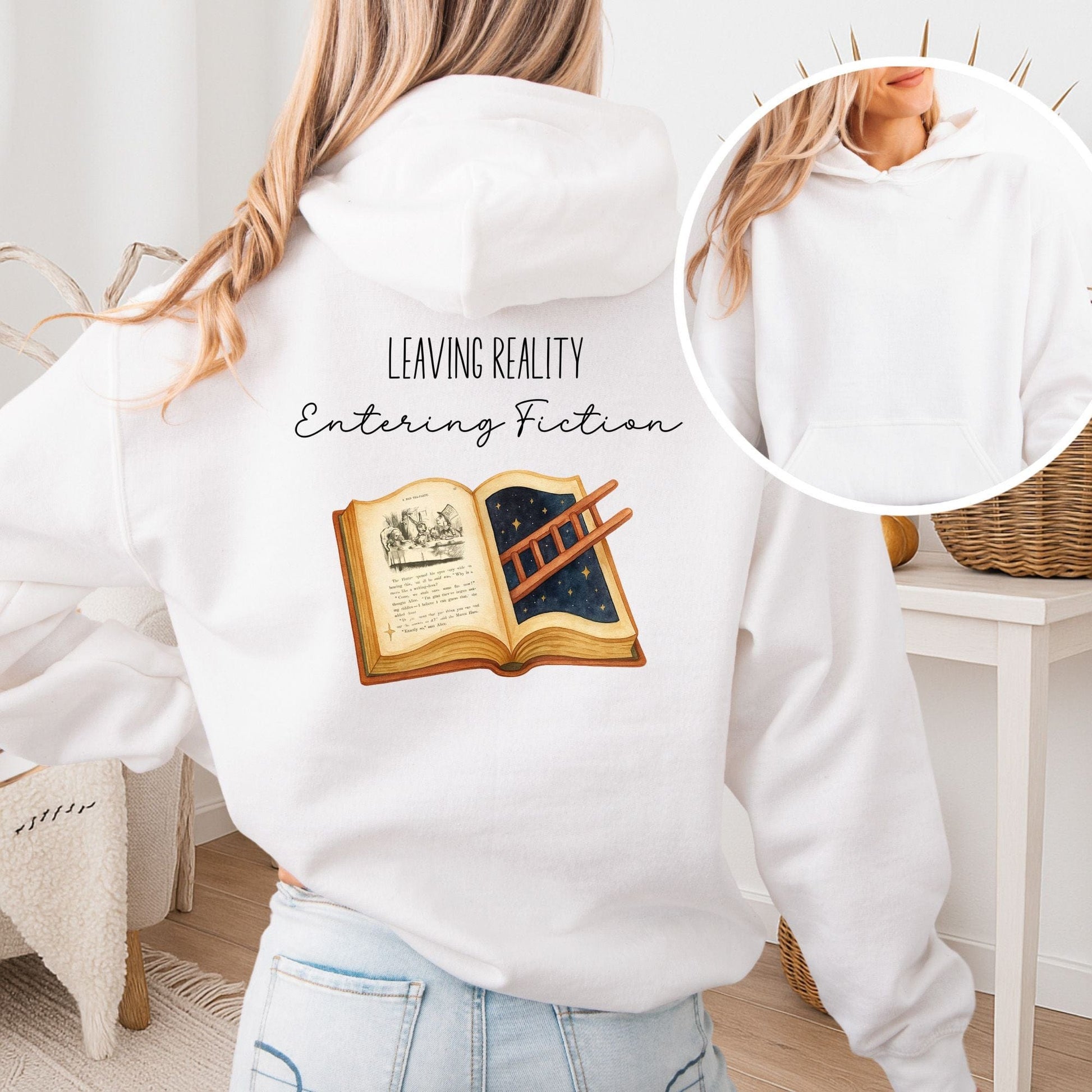 Hoodie White / S Entering Fiction Hoodie β Literary Escape Tee The Mystic Eden