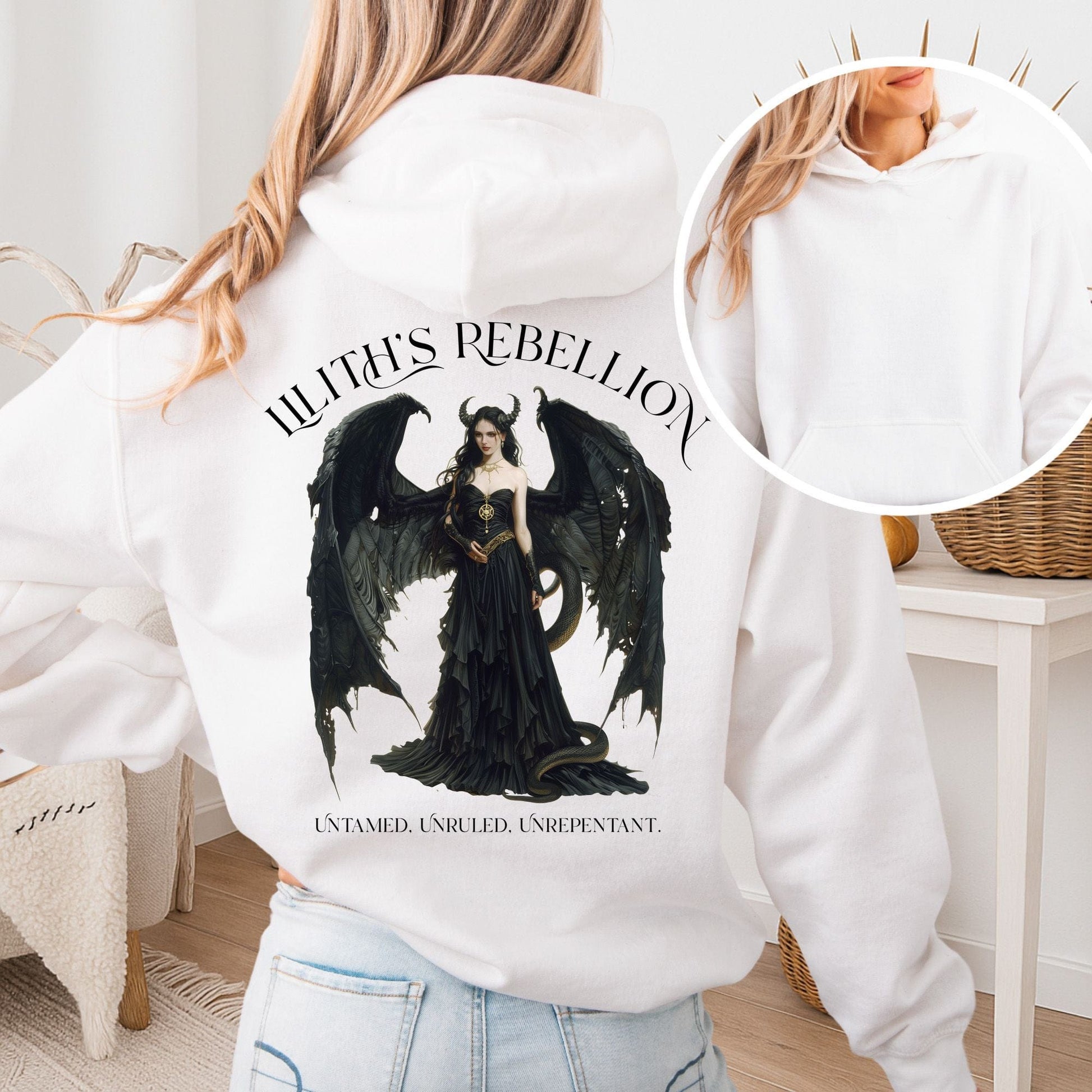 Hoodie White / S Lilith's Rebellion Hoodie β Dark Divine Feminine Tee The Mystic Eden