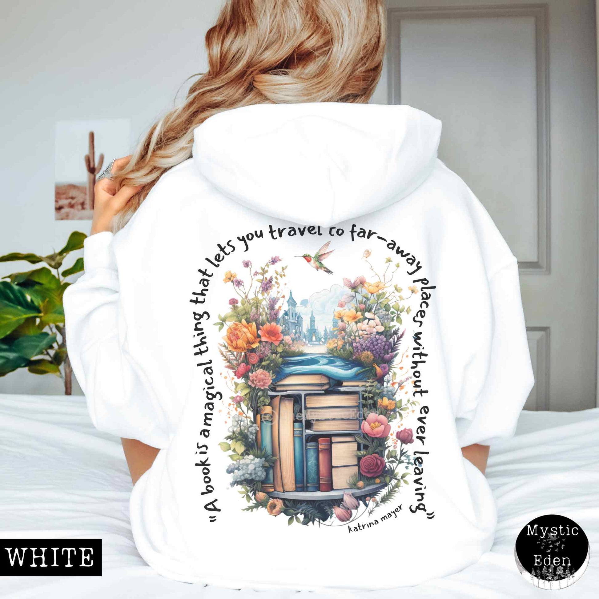 Hoodie White / S Magic Book Hoodie Sweatshirt The Mystic Eden