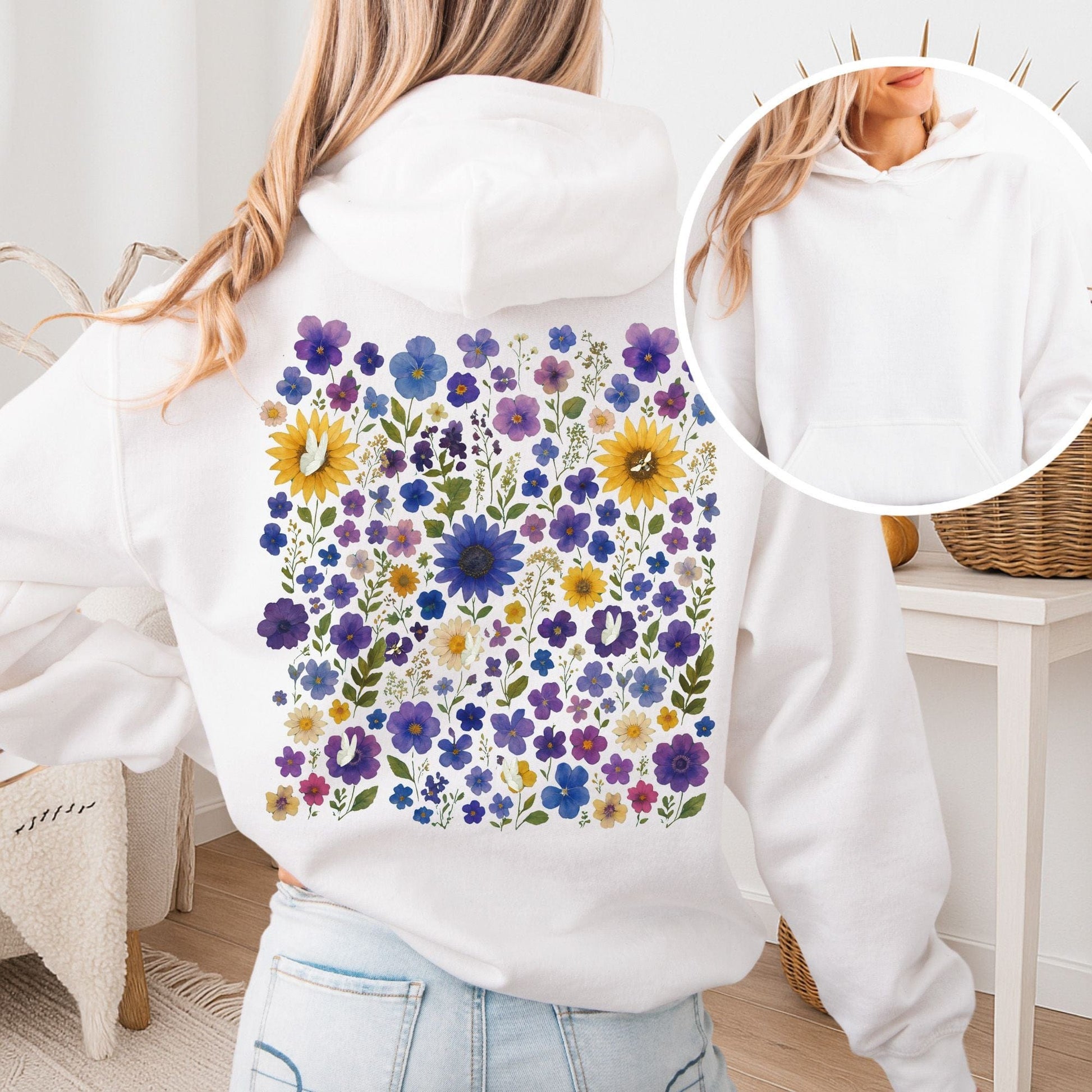 Hoodie White / S Sunflower Garden Hoodie β Vibrant Bloom Tee The Mystic Eden