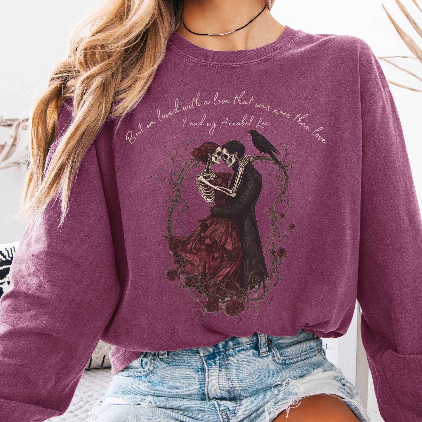 Long-sleeve Berry / S Annabel Lee Edgar Allan Poe Long Sleeve Shirt The Mystic Eden