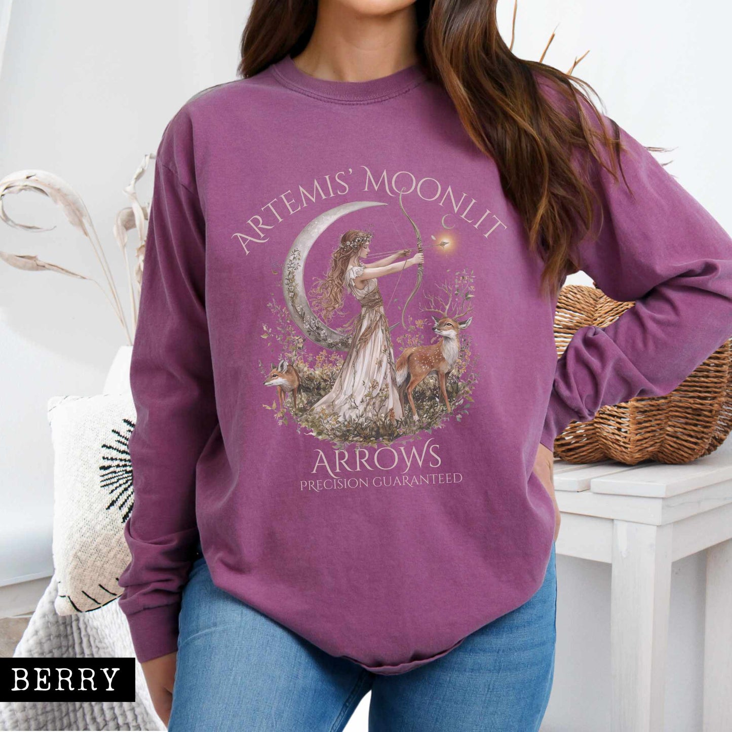 Long-sleeve Berry / S Artemis' Moonlit Arrows Long Sleeved Shirt The Mystic Eden