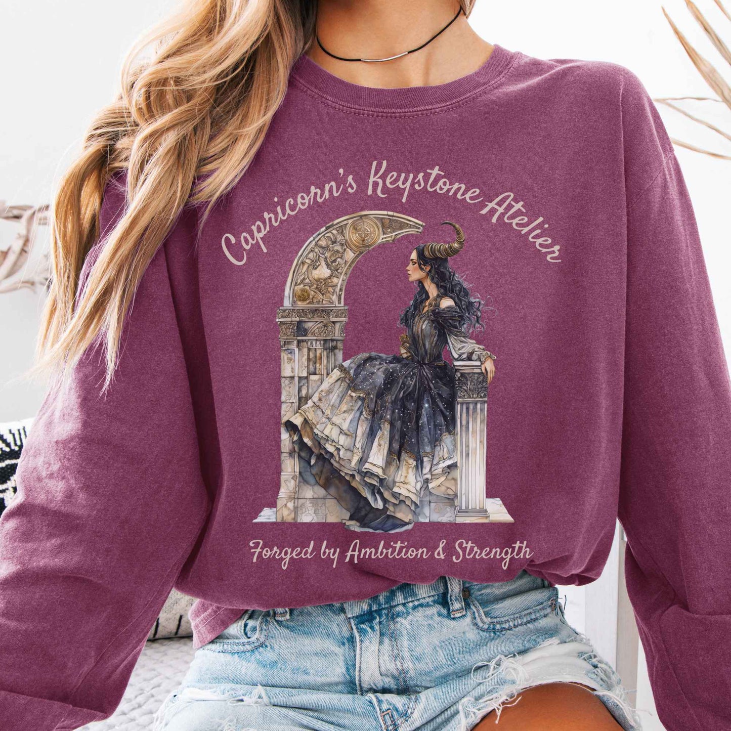 Long-sleeve Berry / S Capricorn's Keystone Atelier Zodiac Long Sleeve Shirt The Mystic Eden