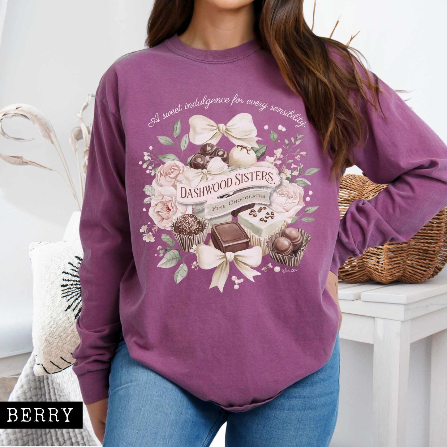Long-sleeve Berry / S Dashwood Sisters Fine Chocolates Long Sleeved Shirt The Mystic Eden