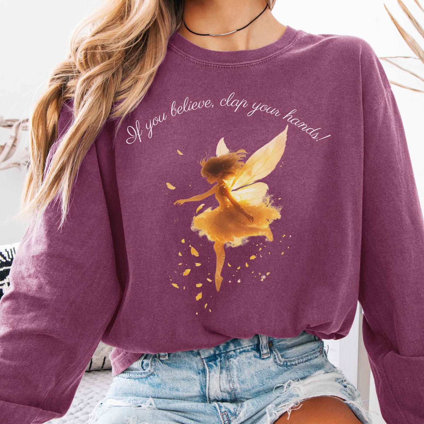 Long-sleeve Berry / S If You Believe, Clap Your Hands! Pan Long Sleeve Shirt The Mystic Eden