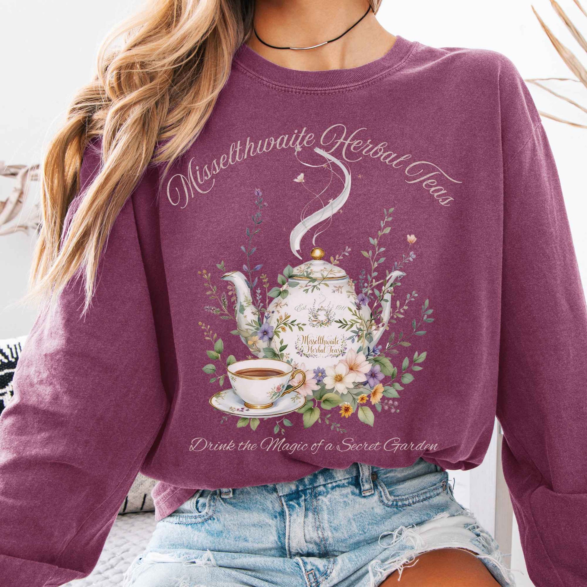 Long-sleeve Berry / S Misselthwaite Herbal Teas - The Secret Garden Long Sleeve Shirt The Mystic Eden