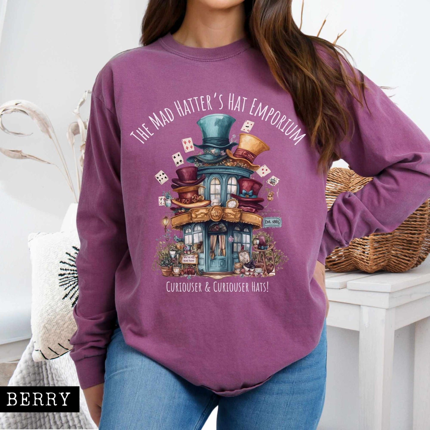 Long-sleeve Berry / S The Mad Hatter's Hat Emporium Long Sleeved Shirt The Mystic Eden