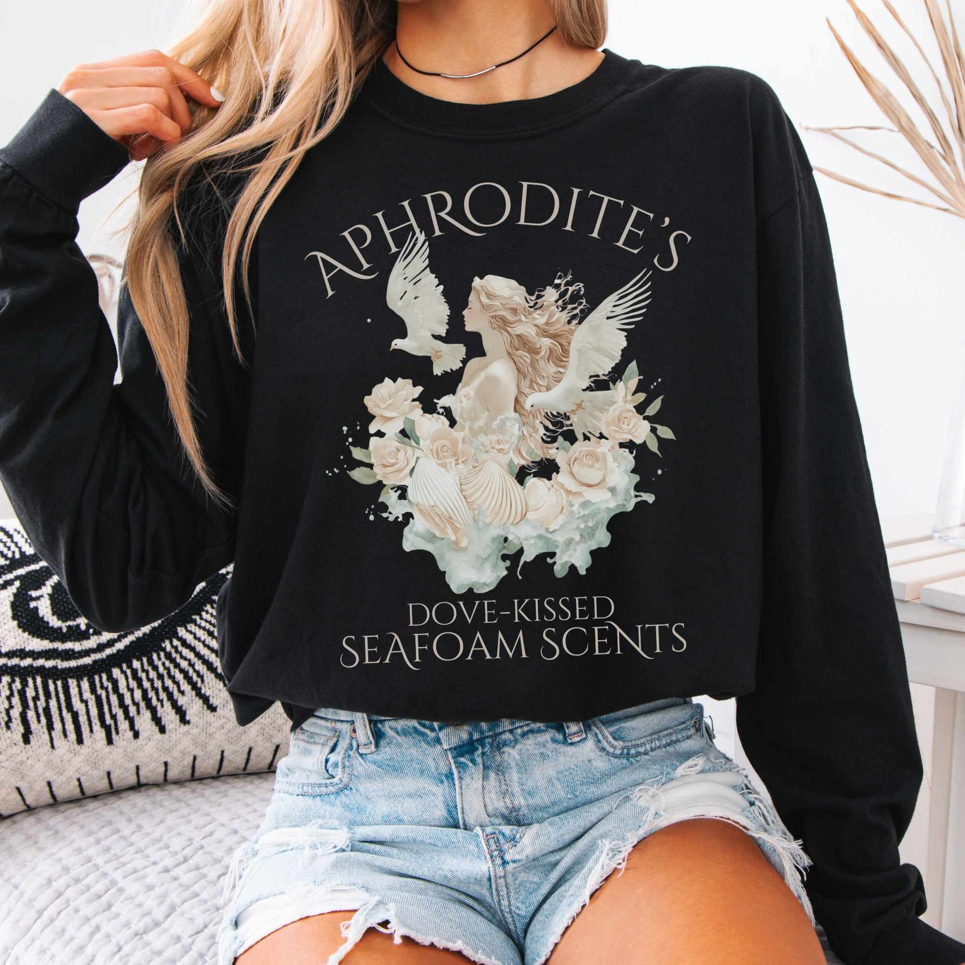 Long-sleeve Black / S Aphrodite's Seafoam Scents Long Sleeved Shirt The Mystic Eden