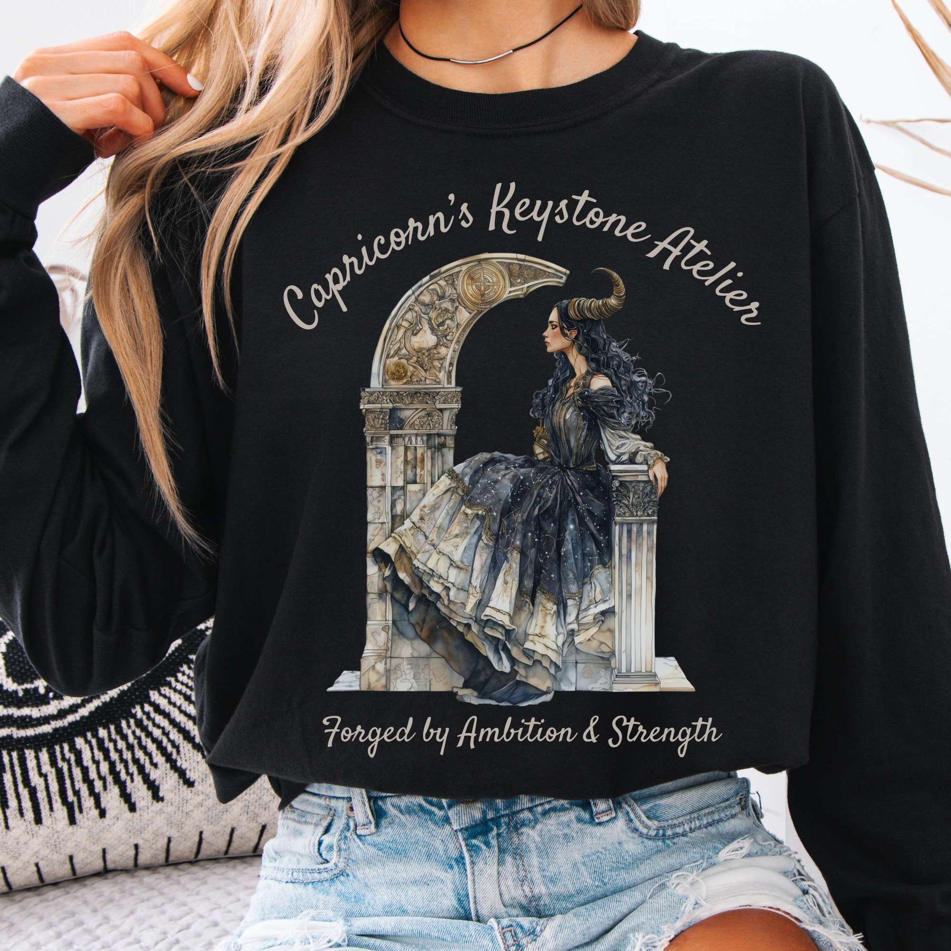 Long-sleeve Black / S Capricorn's Keystone Atelier Zodiac Long Sleeve Shirt The Mystic Eden