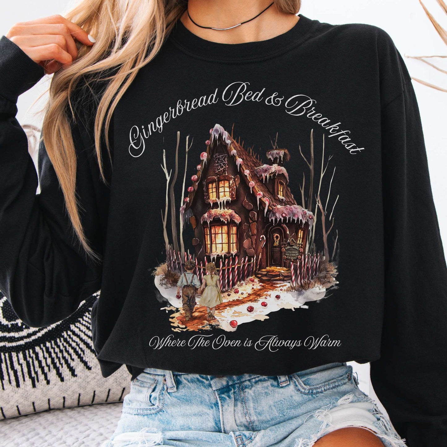 Long-sleeve Black / S Gingerbread Bed & Breakfast Hansel and Gretel Fairytale Long Sleeve Shirt The Mystic Eden