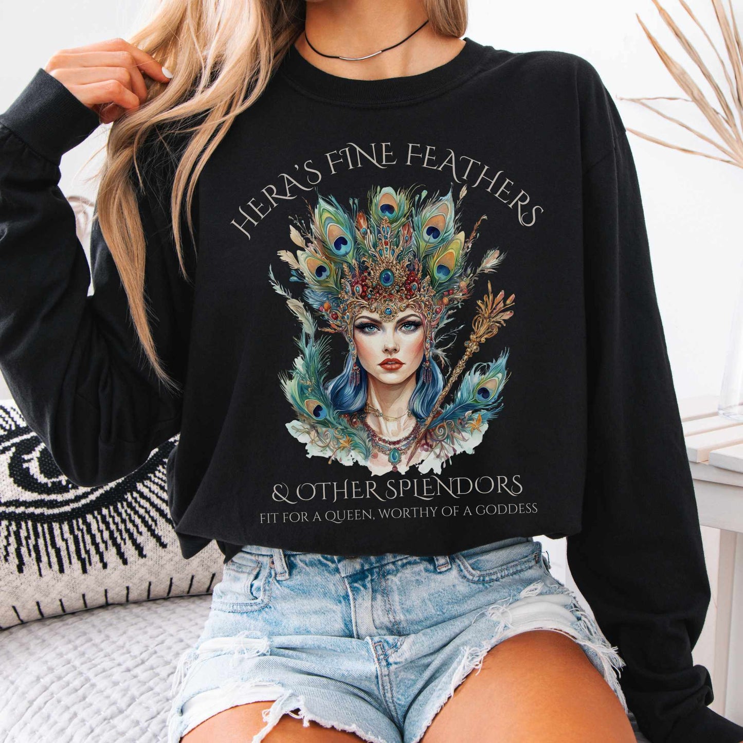 Long-sleeve Black / S Hera's Fine Feathers & Other Splendors Long Sleeved Shirt The Mystic Eden