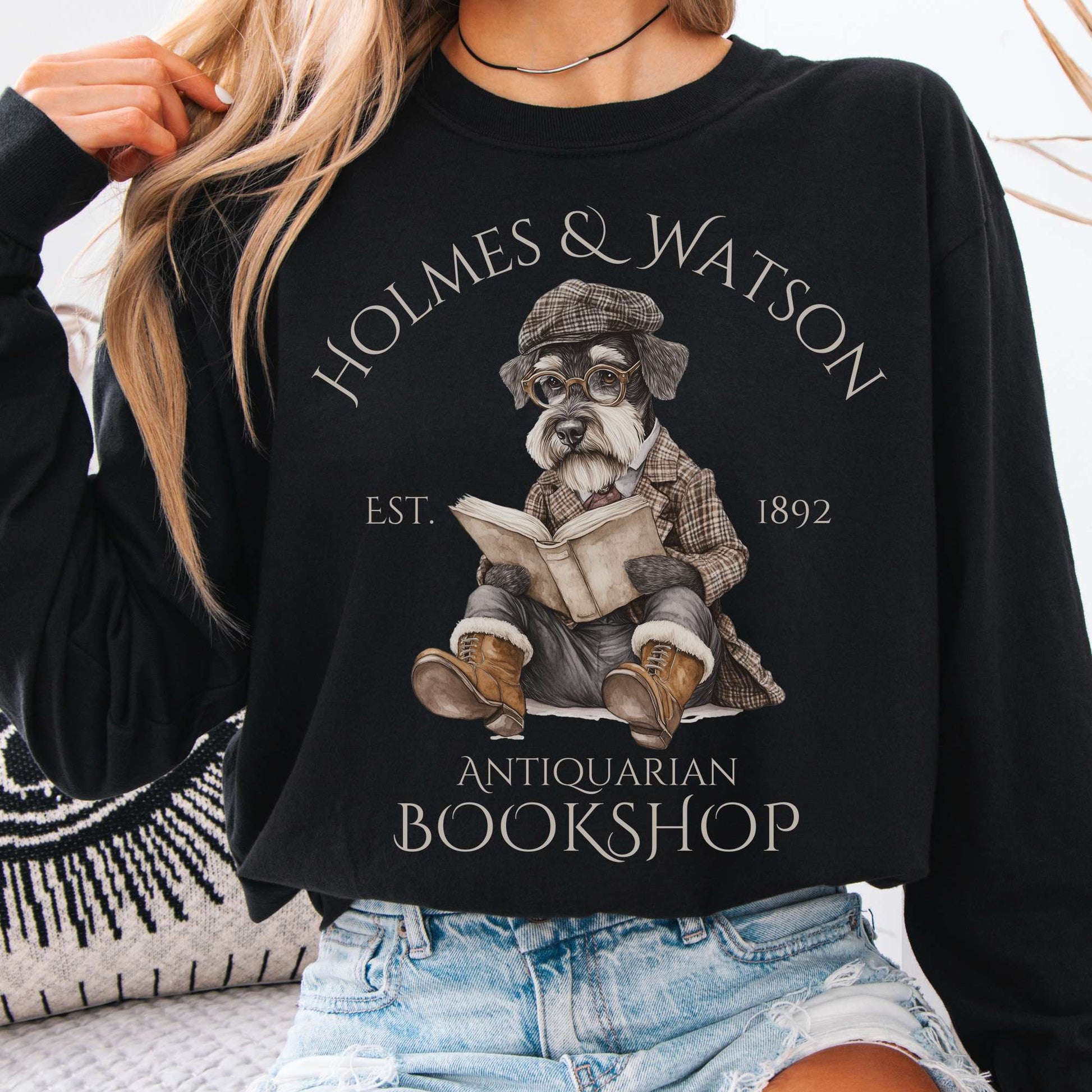 Long-sleeve Black / S Holmes & Watson Antiquarian Bookshop Sherlock Dog Version Long Sleeve Shirt The Mystic Eden