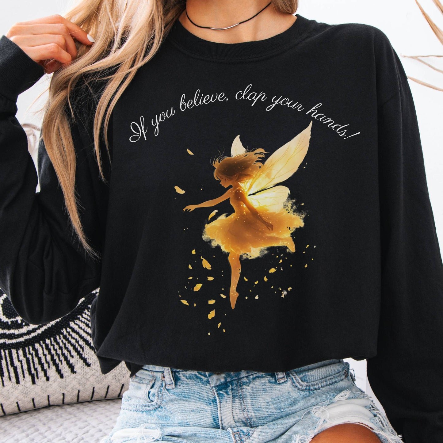 Long-sleeve Black / S If You Believe, Clap Your Hands! Pan Long Sleeve Shirt The Mystic Eden