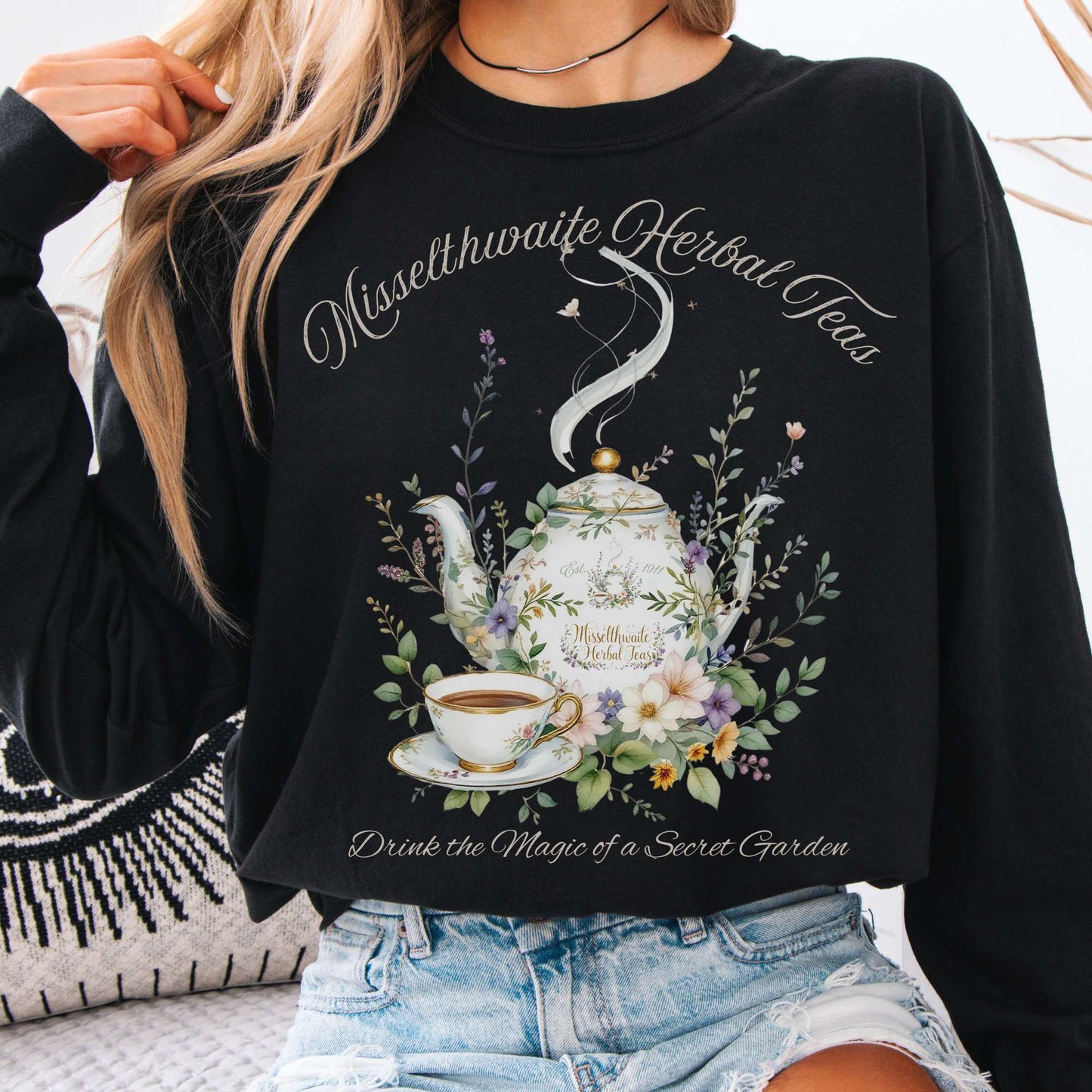 Long-sleeve Black / S Misselthwaite Herbal Teas - The Secret Garden Long Sleeve Shirt The Mystic Eden