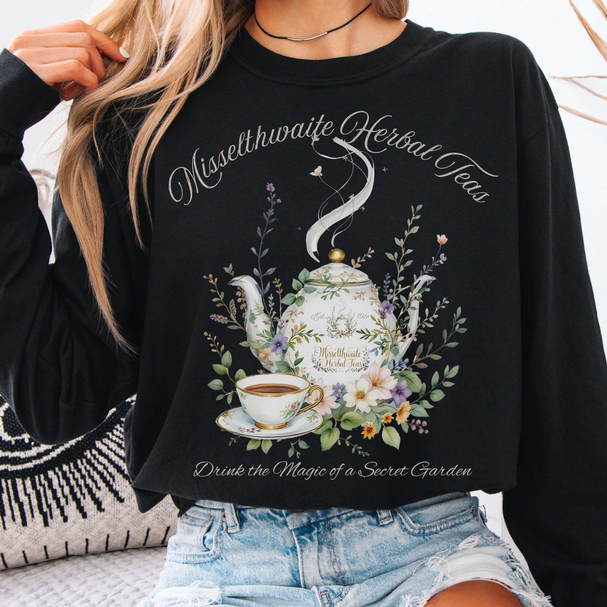 Long-sleeve Black / S Misselthwaite Herbal Teas - The Secret Garden Long Sleeve Shirt The Mystic Eden