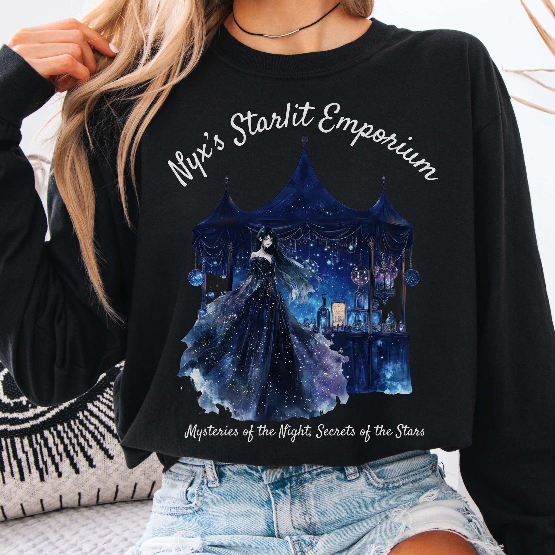 Long-sleeve Black / S Nyx's Starlit Emporium Goddess Long Sleeve Shirt The Mystic Eden
